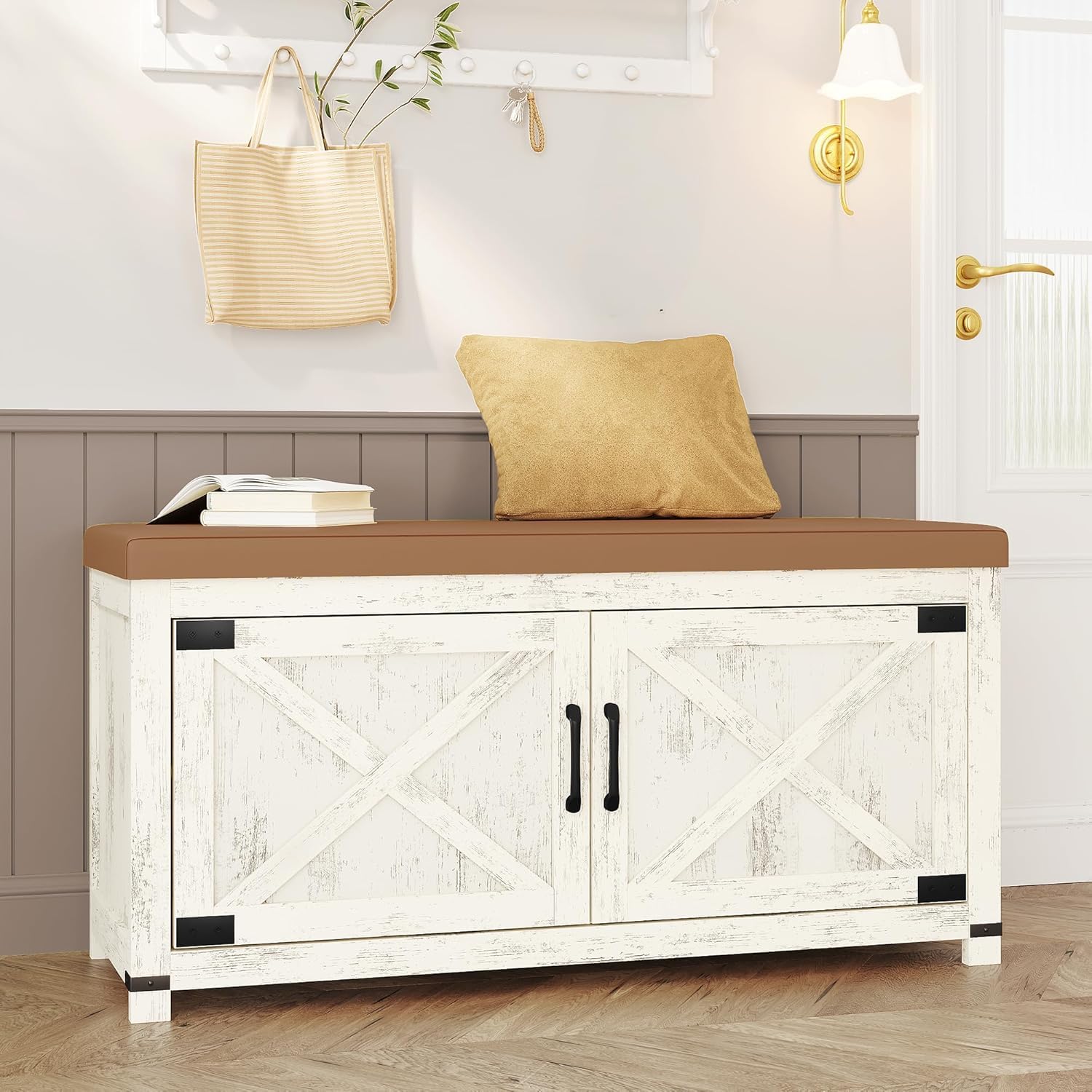 Amazon.com: Hzuaneri Shoe Storage Bench, 2 Tier Shoe Bench with