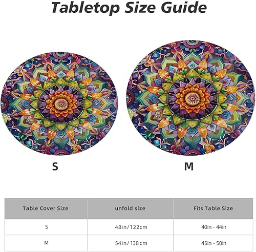 Vista 77 de Pardick Mantel redondo ajustable con diseño de flores de arte en acuarela con mantel elástico, mantel elástico redondo, impermeable, lavable, se