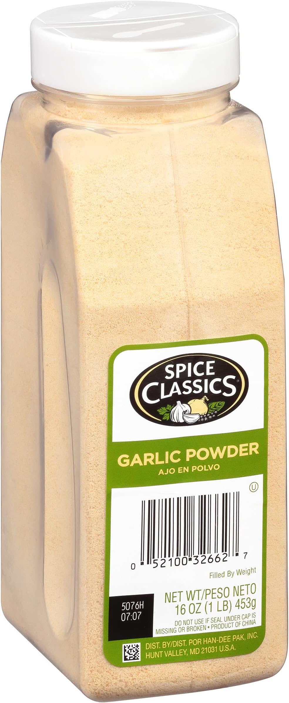 Garlic Powder, 16 oz - One 16 Ounce Container of Garlic Powder, Best to Flavor Vegetables, Grilled Meats, Salads, Dressings and More