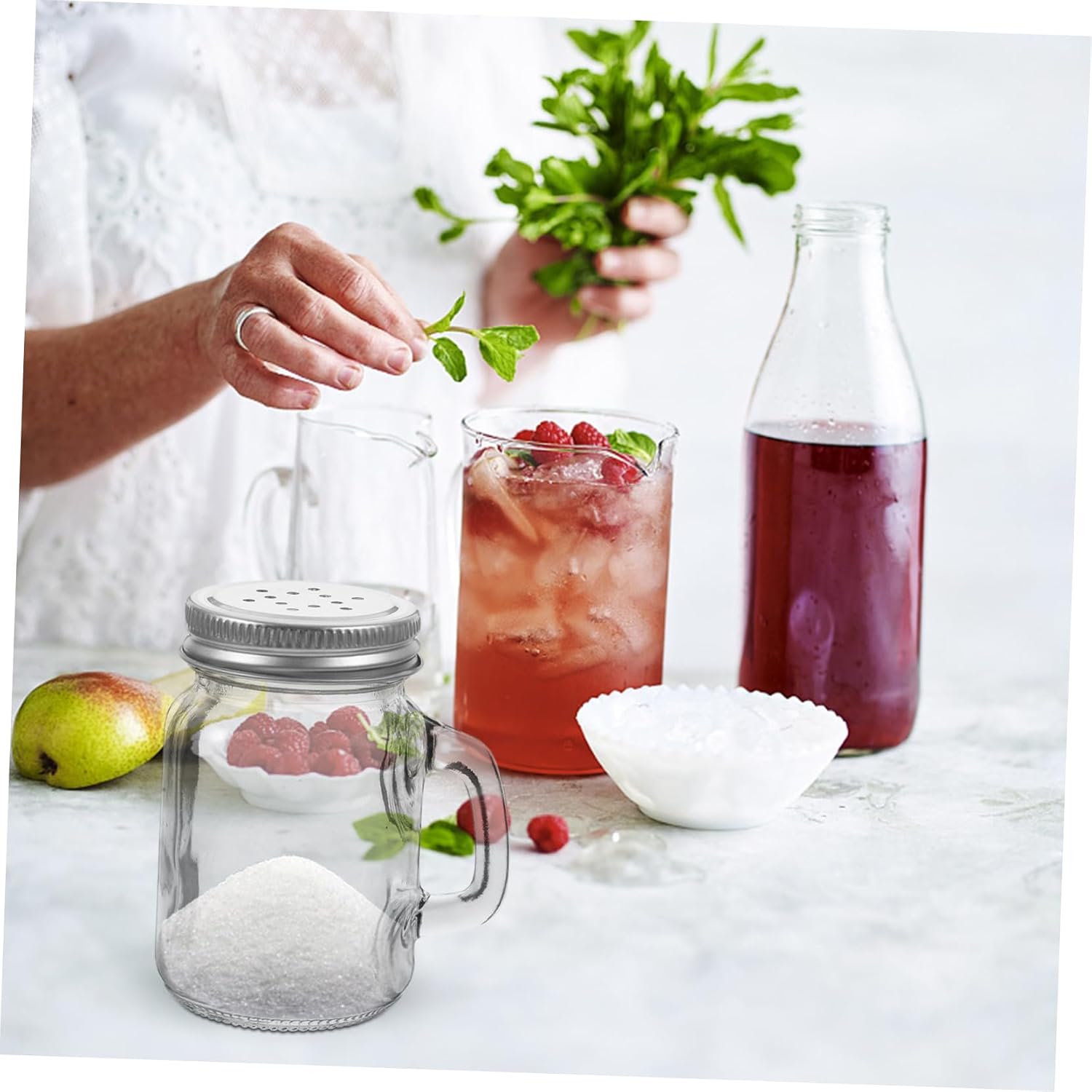 SHOWERORO 2pcs Small Kitchen Spice Jars Mason Jar Condiment Bottles Salt Pepper Shakers