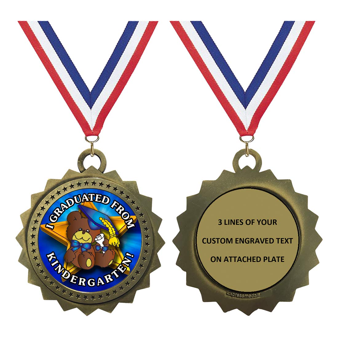 Kindergarten Graduation Gold Large 3 Inch Engraved Medals Trophy Award Personalized Free D03-FCL499 1PK