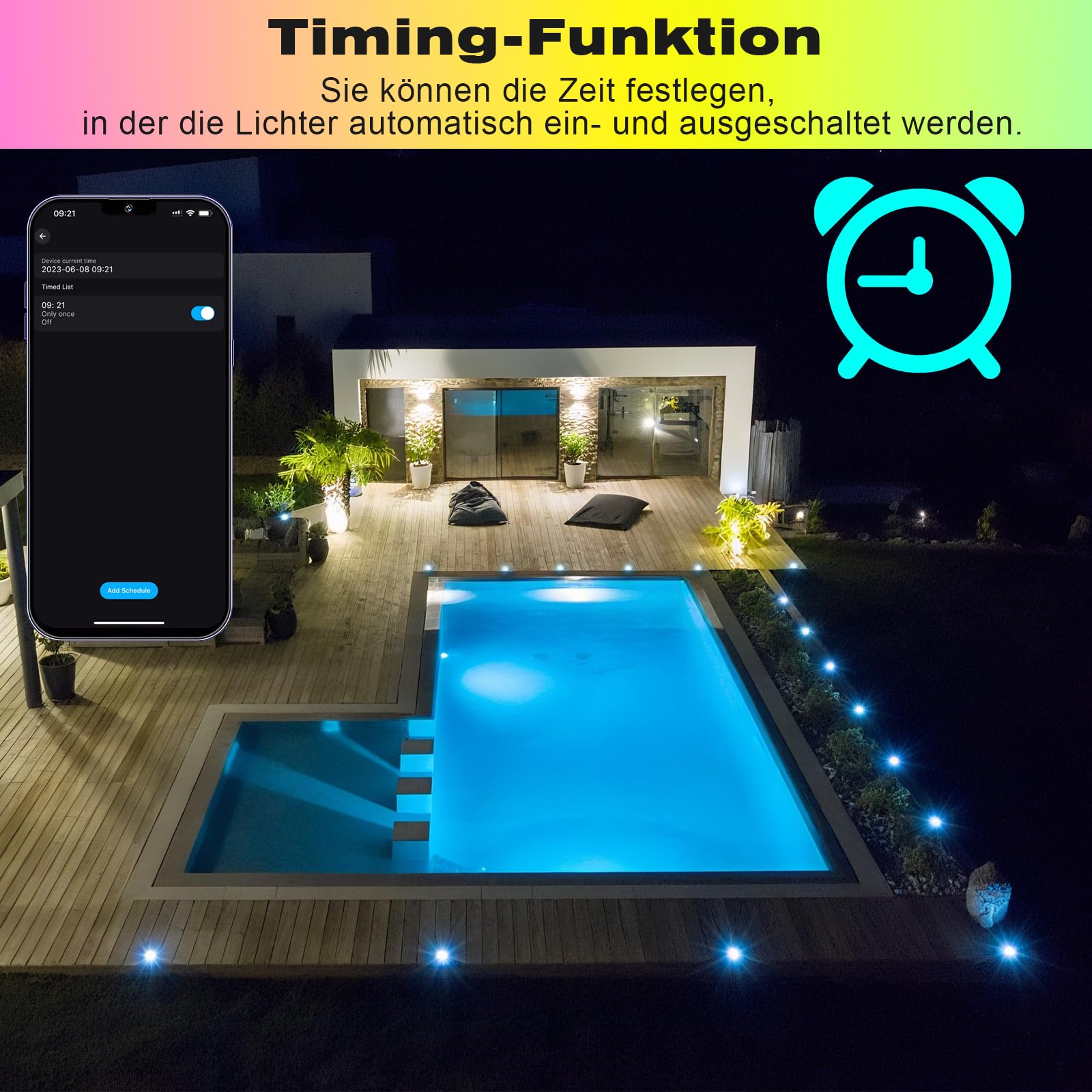 10er Wifi RGB Terassenbeleuchtungen Bodeneinbaustrahler aussen Arbeitet mit Alexa, DC12V Ø61mm 1.5W Große Größe Led bodenleuchten Einbaustrahler Boden Spots außenbereich
