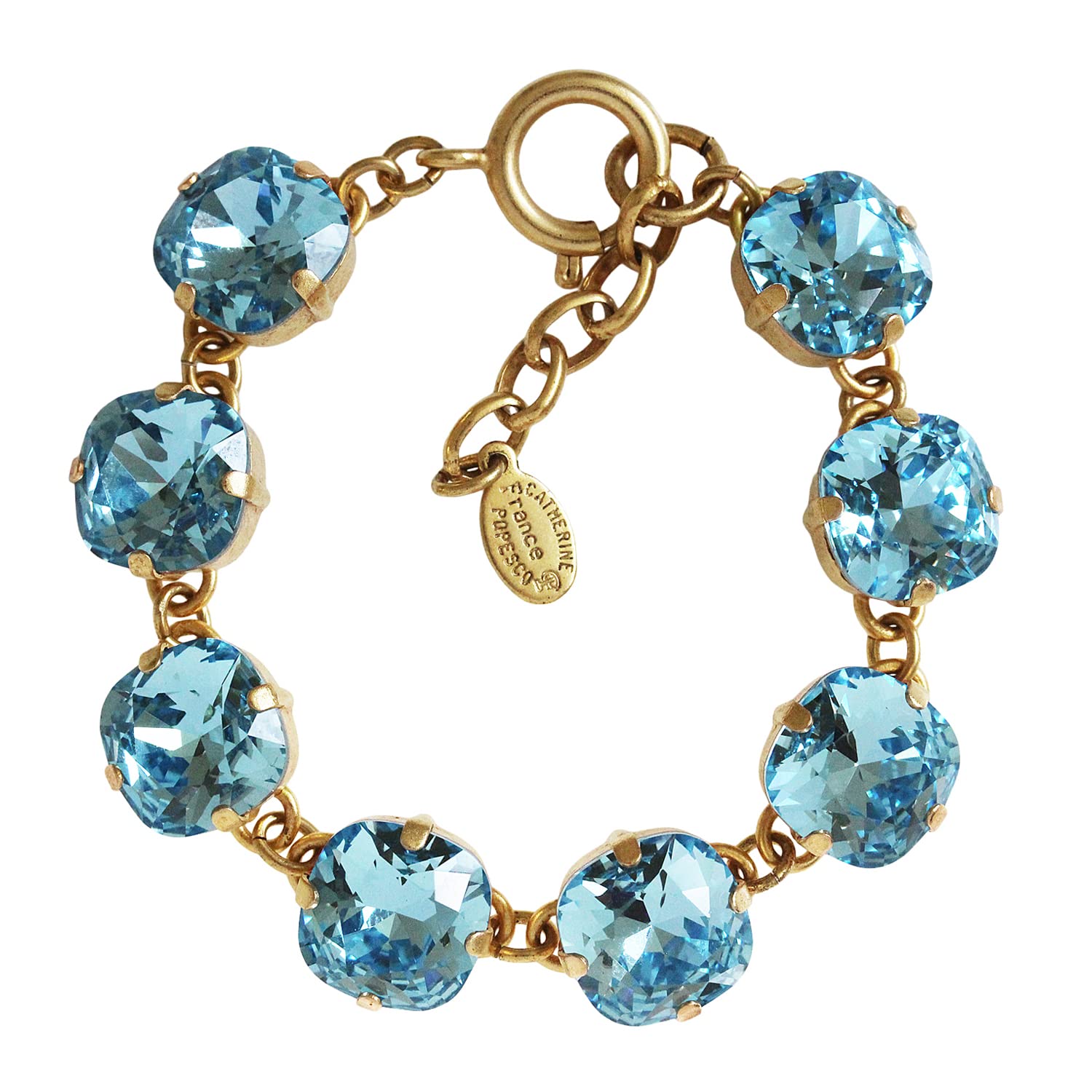 Catherine PopescoGoldtone Crystal Round Bracelet, 1696G Aqua Blue, Crystal, crystal