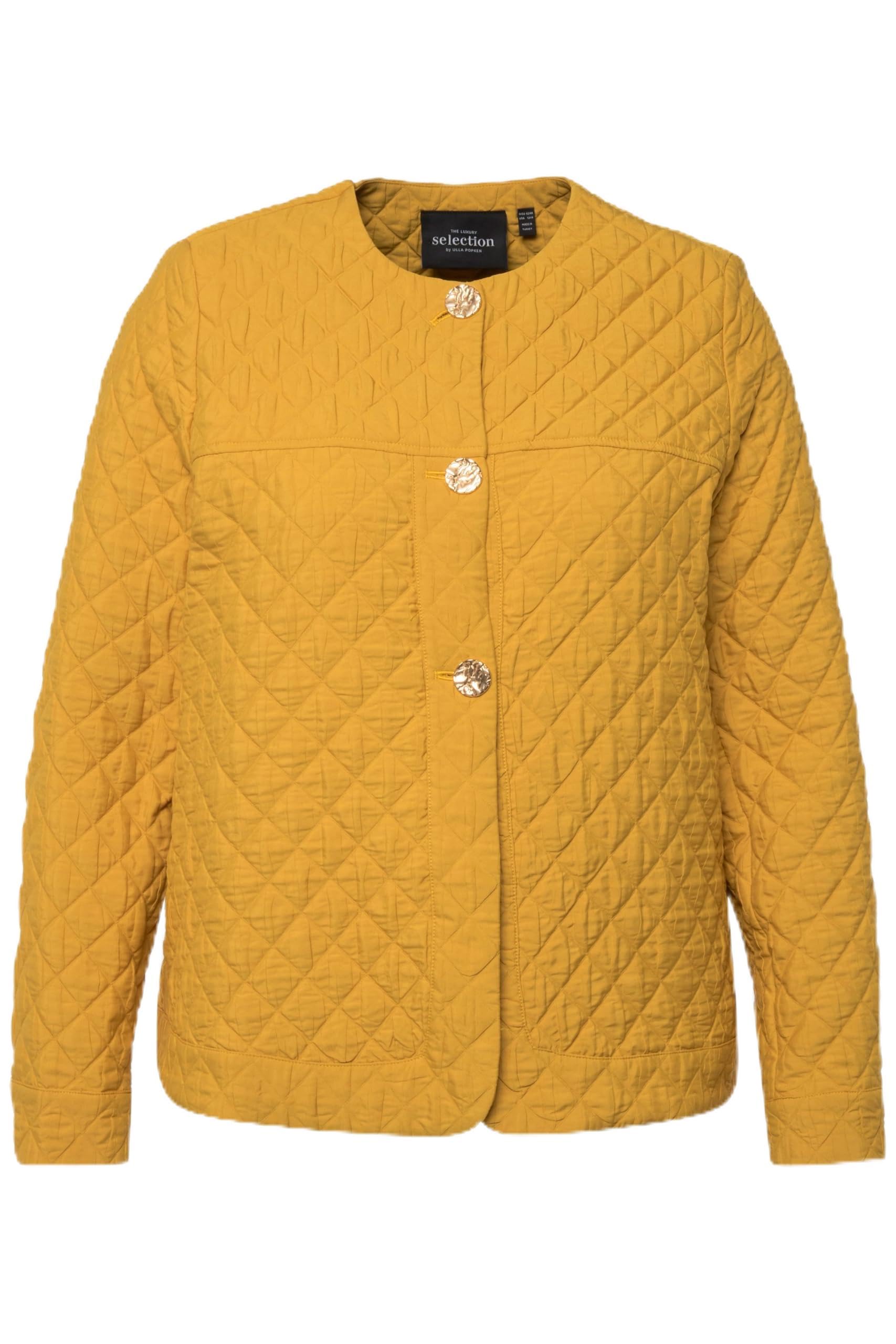 Ulla Popken Damen große Größen Übergrößen Plus Size Steppjacke, kurz, Rundhals, Knopfleiste 824511