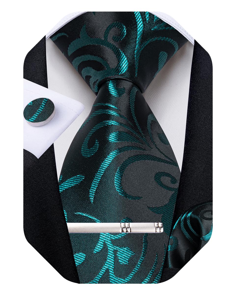 DiBanGu Silk Floral Ties for Men Woven Paisley Necktie