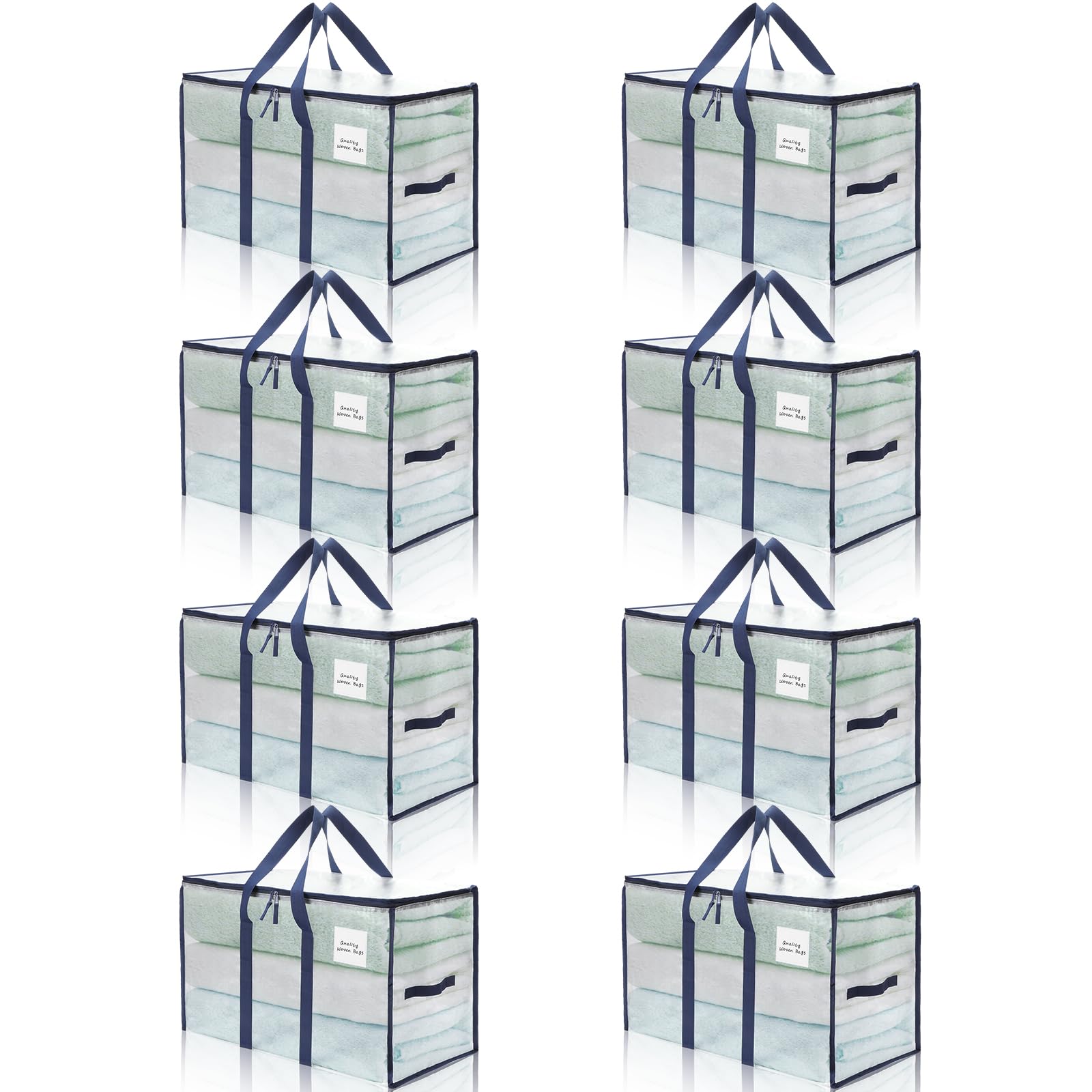 8 Pack Moving Bags, Heavy Duty Extra Large Supplies Boxes, Clear College Packing Storage with Strong Handle Double Zipper Storage Container Packing Bags Alternative to Moving Box 
