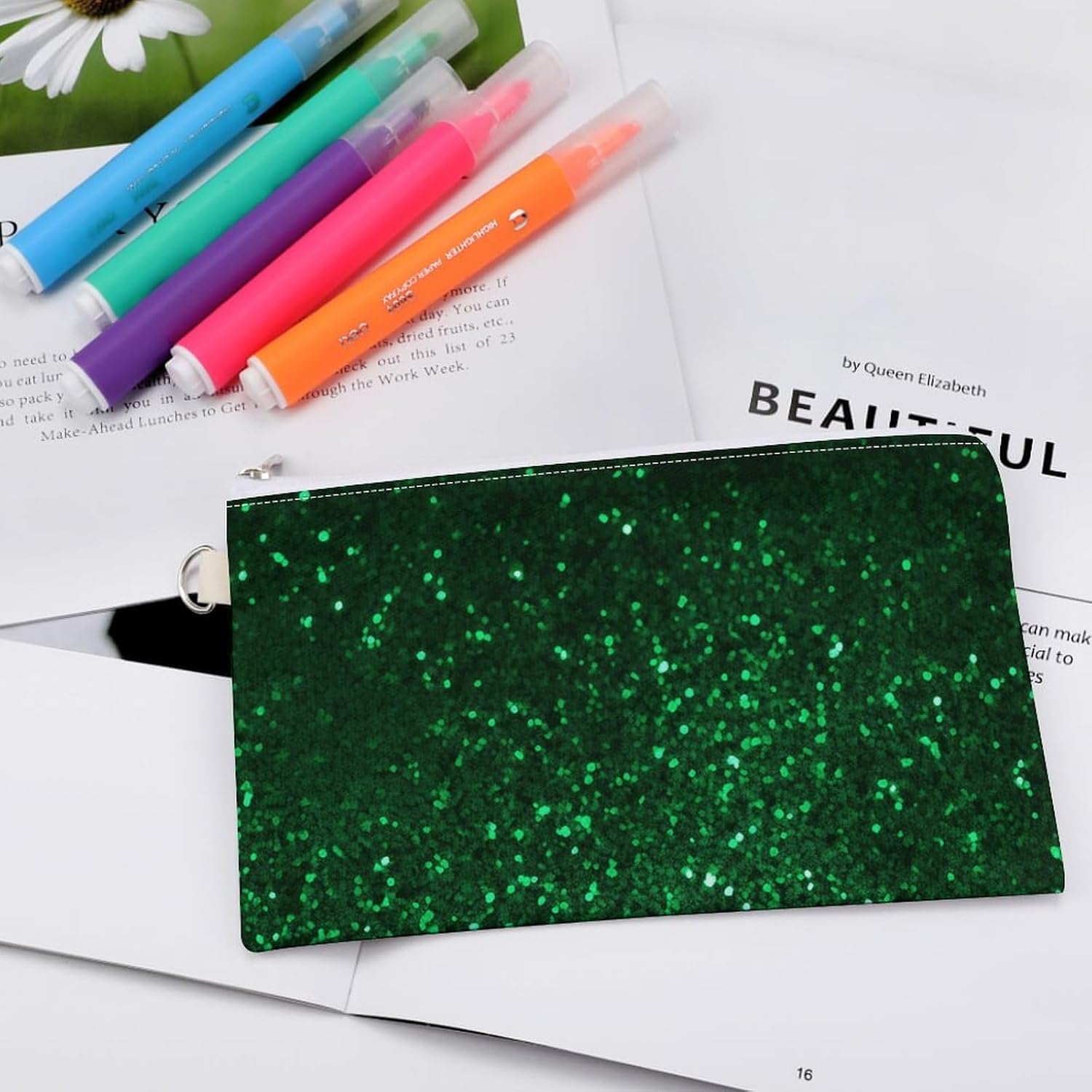 Green Sequin Sparkle Coin Purse Portable Canvas Coin Pouch with Zipper Mini Coin Pocket Pouch Change Holder Slim Cash Change Wallet Lightweight Cute Coin Bag for Men Women