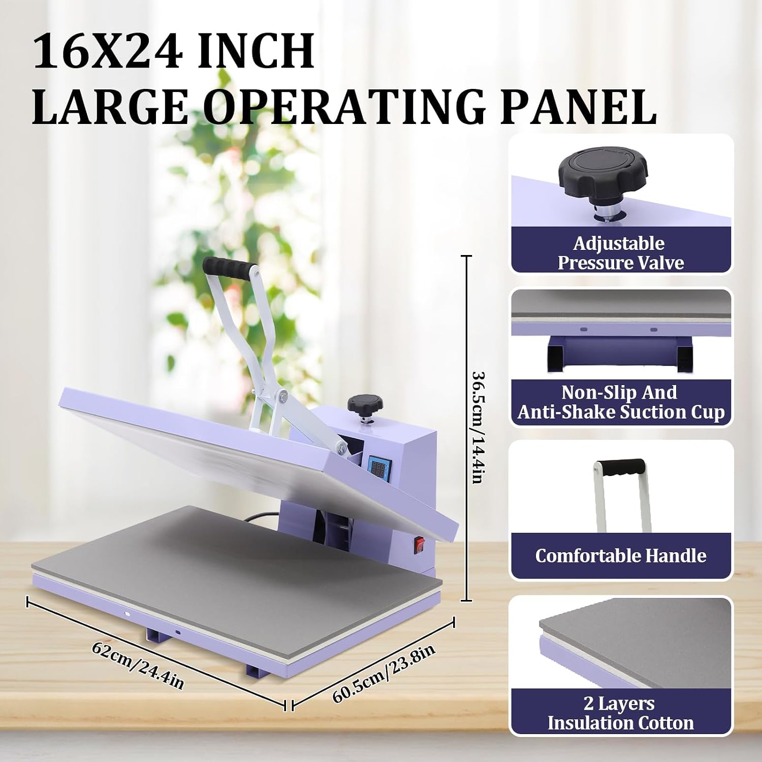Heat Press 16x24, Clamshell Heat Press Machine for T Shirts, Fast Heating Manual Heat Transfer Press for Sublimation and Vinyl, Compact Shirt Press for Home and Small Business