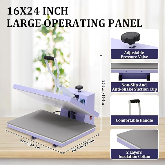 Large Heat Press Machine 16x24,Heat Press Machine for T Shirts,Large Operating Panel Press Heat Machine for Clothes Canvas Bags Pillows Placemats