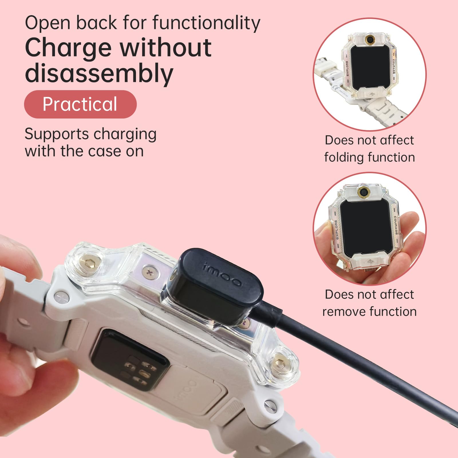 Etui ochronne i ochrona ekranu do imoo Watch Phone X10, zestaw 4w1 kompatybilny, etui ochronne i ochrona ekranu & silikonowy pasek & smycz, chroni kombinowany zestaw do zegarka (X10-Biały)