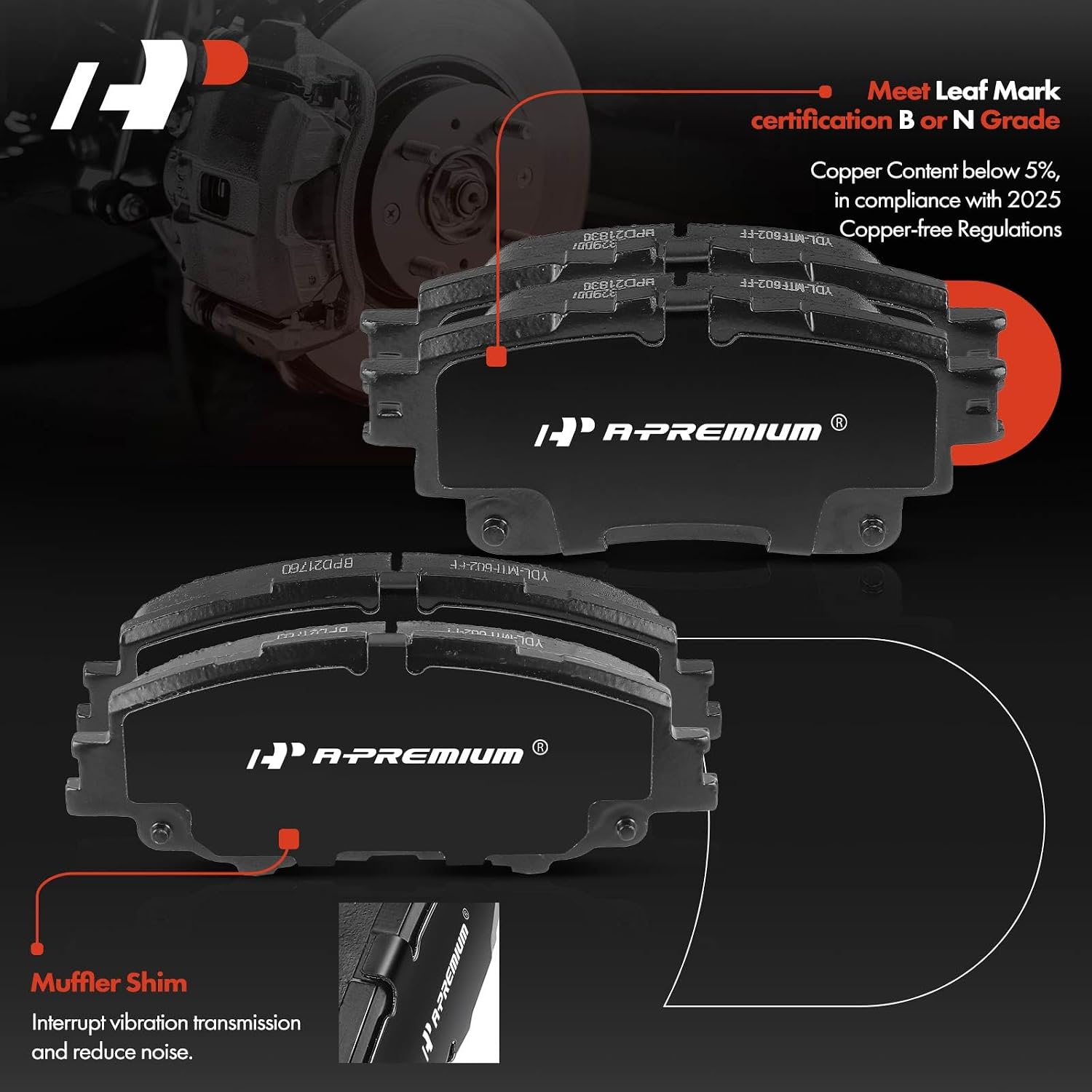A-Premium Front Vented and Rear Solid Disc Brake Rotors + Ceramic Pads Kit Compatible with Select Toyota Models - Corolla 2019 2020 2021 2022, 12-PC Set
