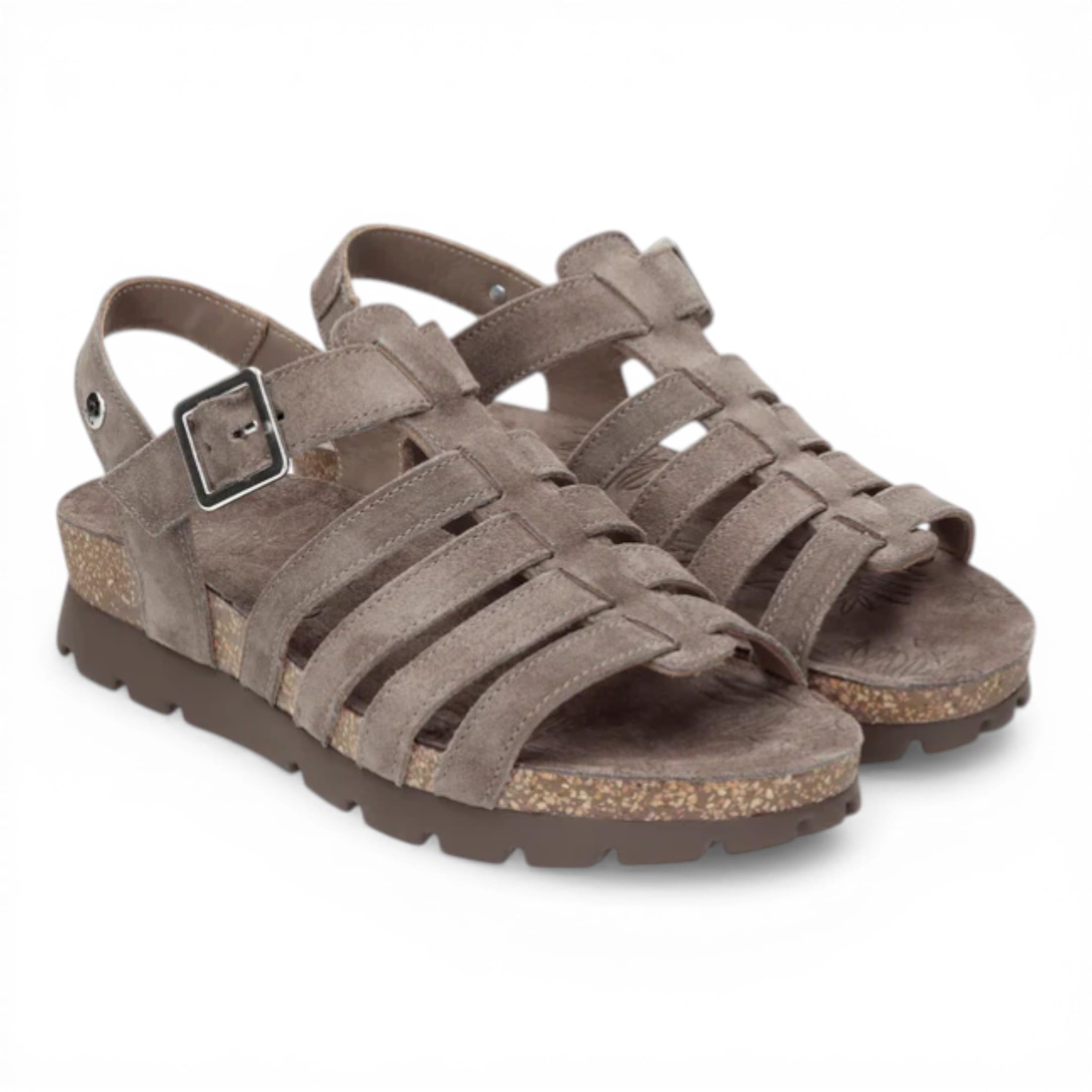 Panama Jack Sandalias de Cuña Sasha B6 Para Mujer, de Ante Gris Piedra, Estilo Alpargata de Verano.