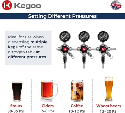 Miniatura 6 de Kegco Regulador Secundario, 3 Producto, Cromo
