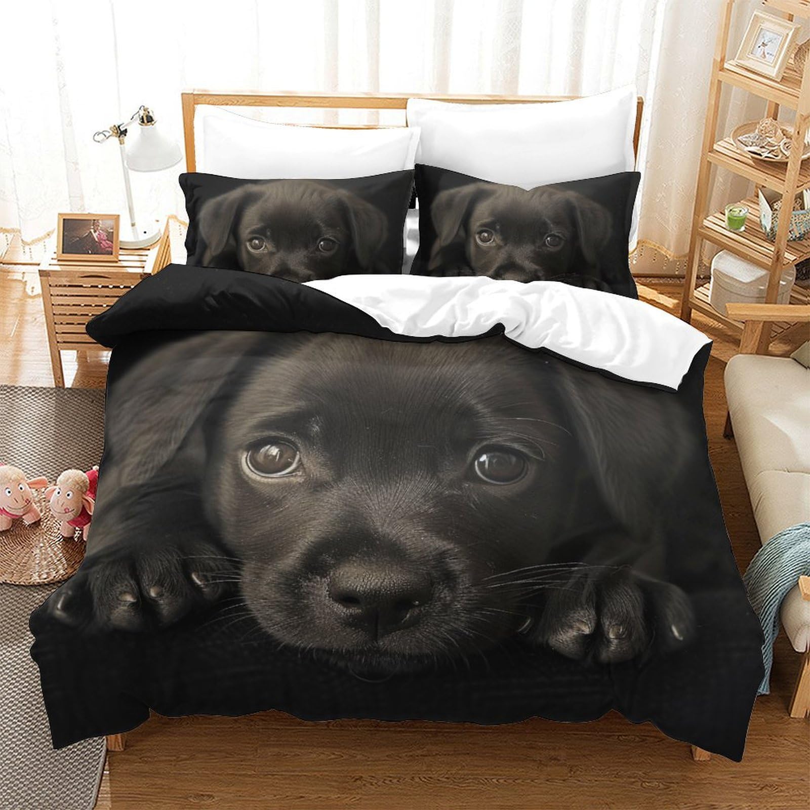 GXYUAOIEF Labrador Dog 3D Printed Duvet Cover Set with Hidden Zipper Bedding Microfiber Comforter Cover with Pillowcase for Kids Boys Adult Easy Care King（220x240cm）