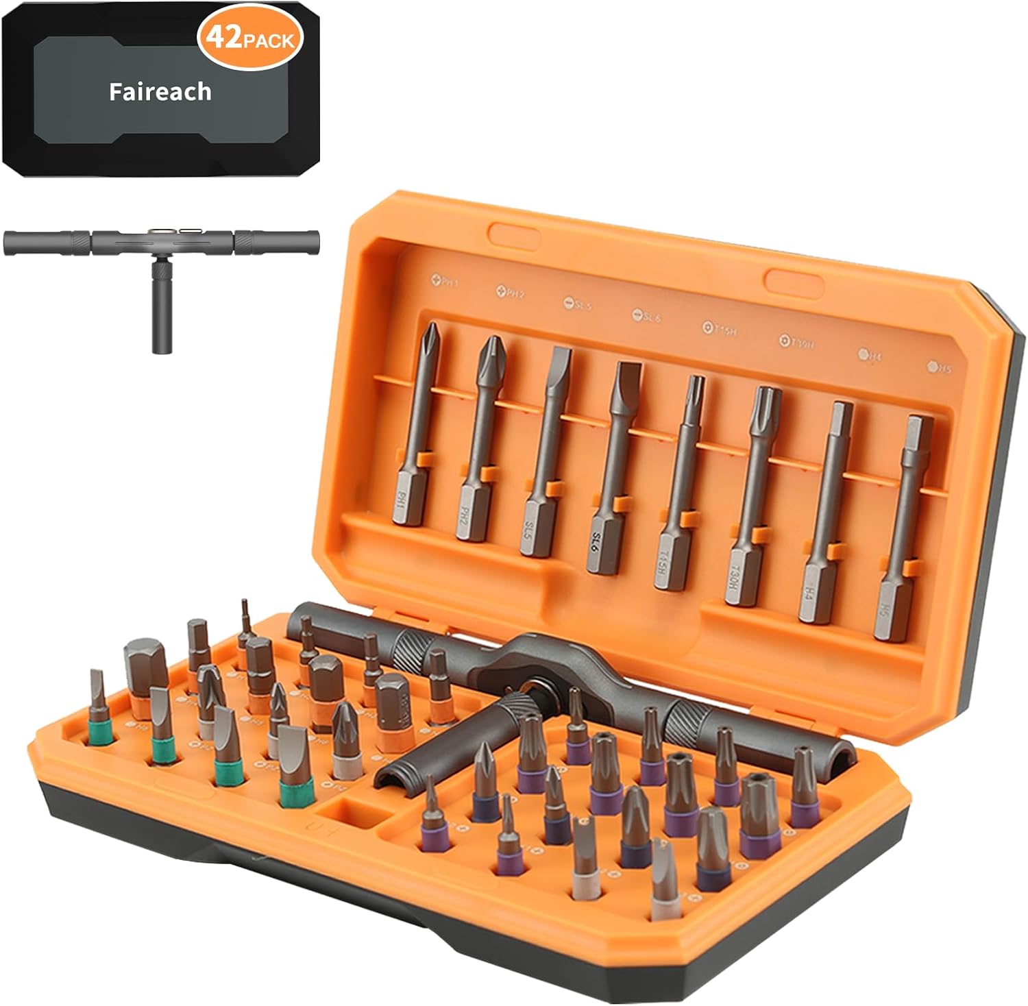 Faireach 42 in 1 Ratchet Screwdriver Set with Detachable T Handle, Magnetic Screwdrivers bits with Case, Multi Precision Repair Tool Kit for Furniture Electronics Cars Bicycle, DIY Free Combination Faireach 42 in 1 Ratchet Screwdriver Set with Detachable T Handle, Magnetic Screwdrivers bits with Case, Multi Precision Repair Tool Kit for Furniture Electronics Cars Bicycle, DIY Free Combination