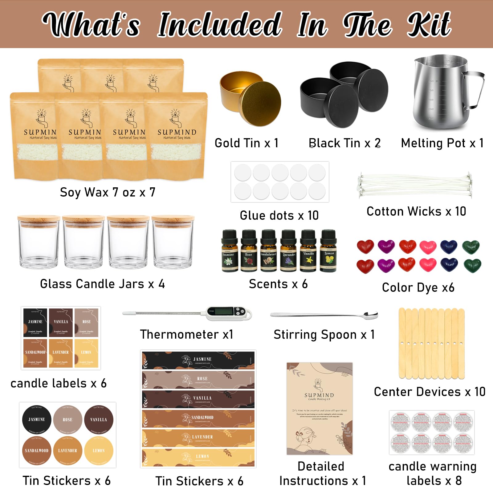 Amazon.co.jp: SUPMIND プレミアムキャンドル製作キット 大人用