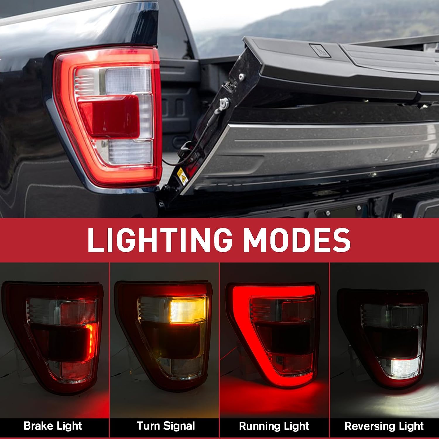 LED Tail Light Rear Lamp Assembly w/Blind Spot (Module NOT Included) Compatible with 2021-2023 Ford F150 F-150 King Ranch/Lariat/Limited/Platinum White Housing Left Driver Side ML3Z-13405-D