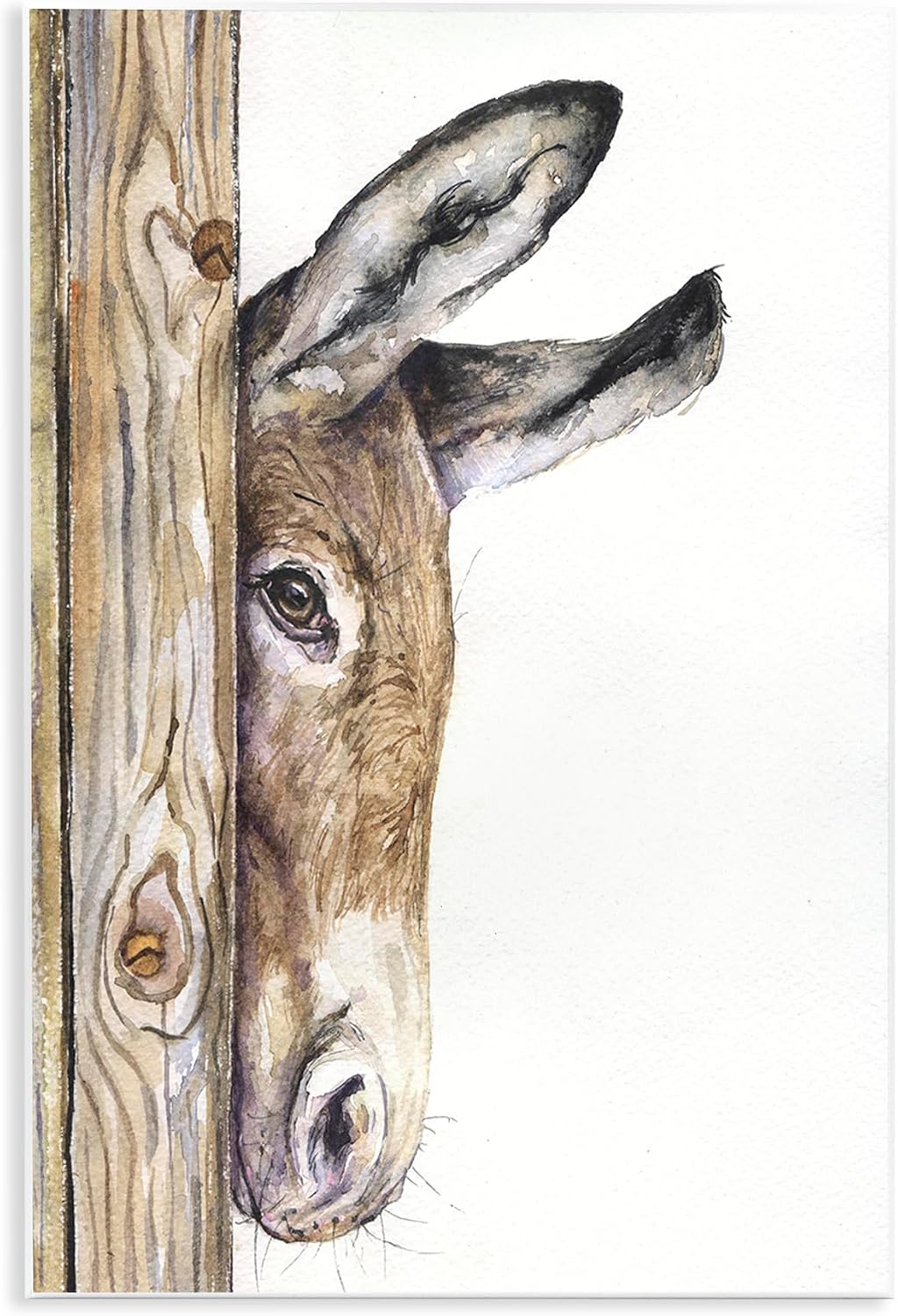 Stupell Industries Cute Baby Donkey Animal Brown Watercolor Painting Wall Plaque, 10x15