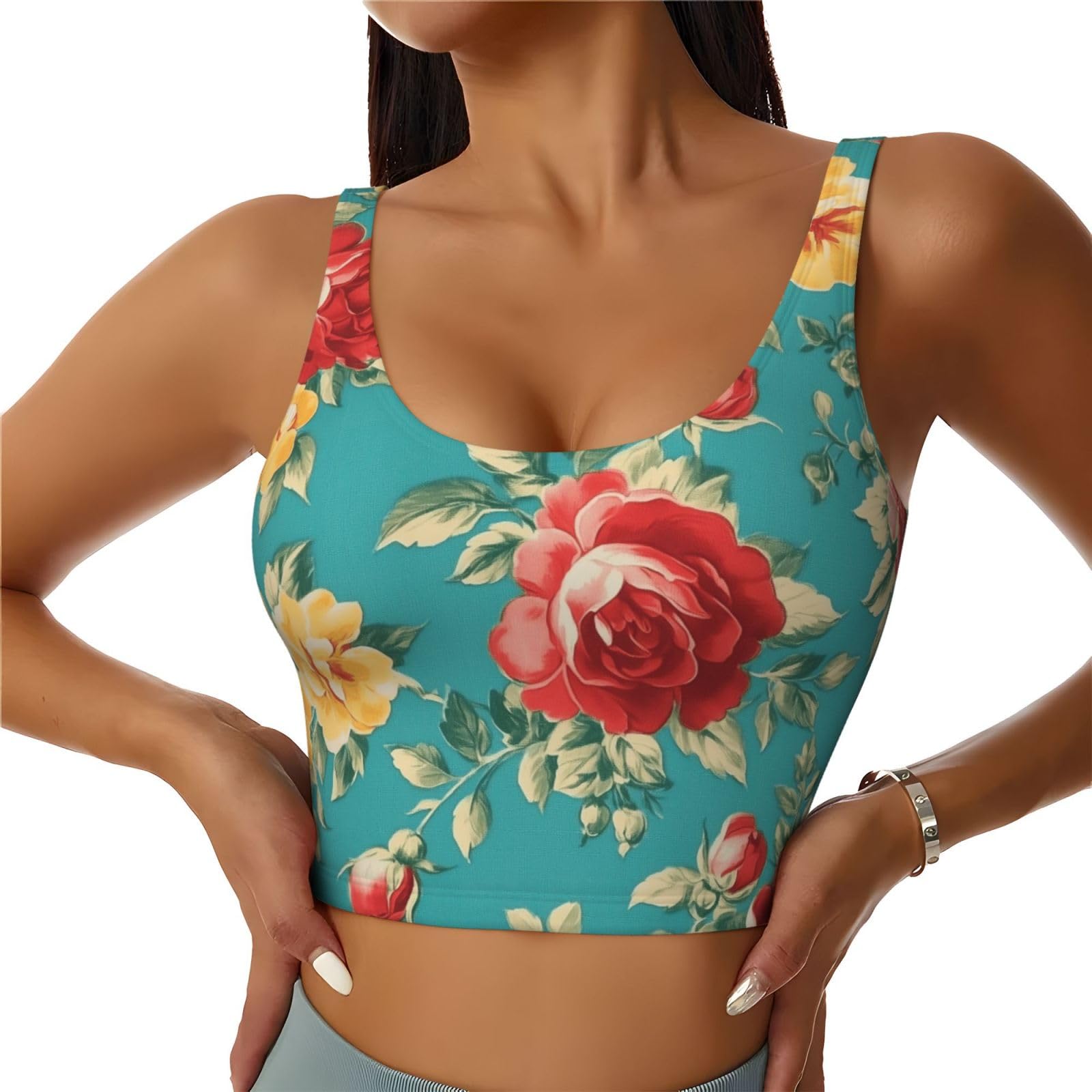 Camiseta deportiva sin mangas Mexpekil ligera y transpirable con estampado floral de verano 8
