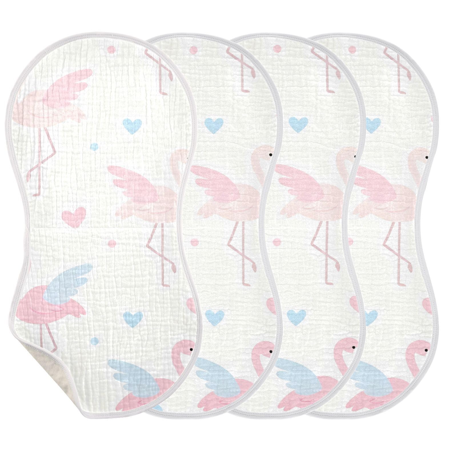 Lot de 4 bavoirs en mousseline de coton pour bébé 56x28 cm