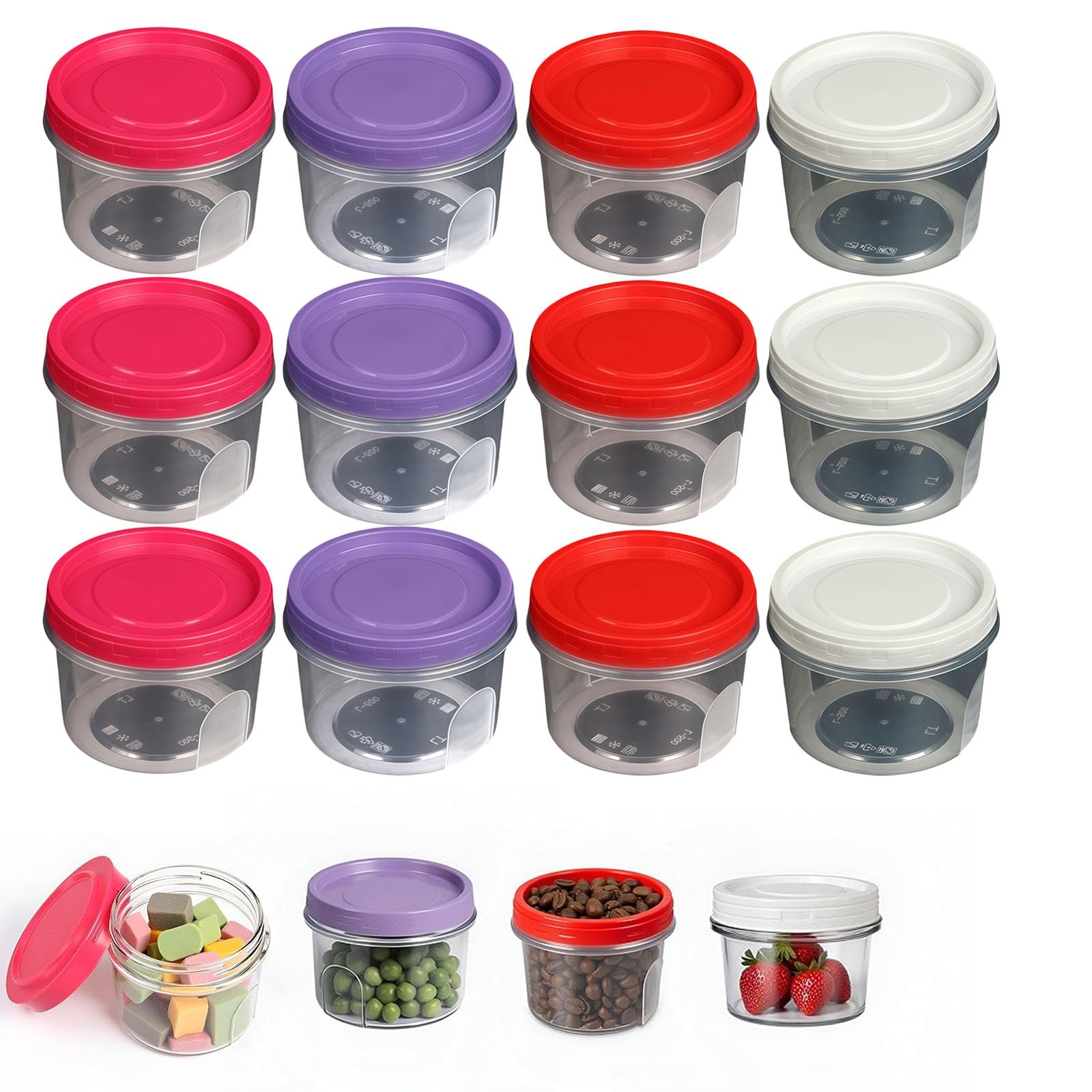 12 Pezzi 500ml Contenitori Ermetici per Alimenti Piccoli, Contenitori Svezzamento Freezer, Vasetti per Congelare Svezzamento, Riutilizzabili Contenitori con Coperchio
