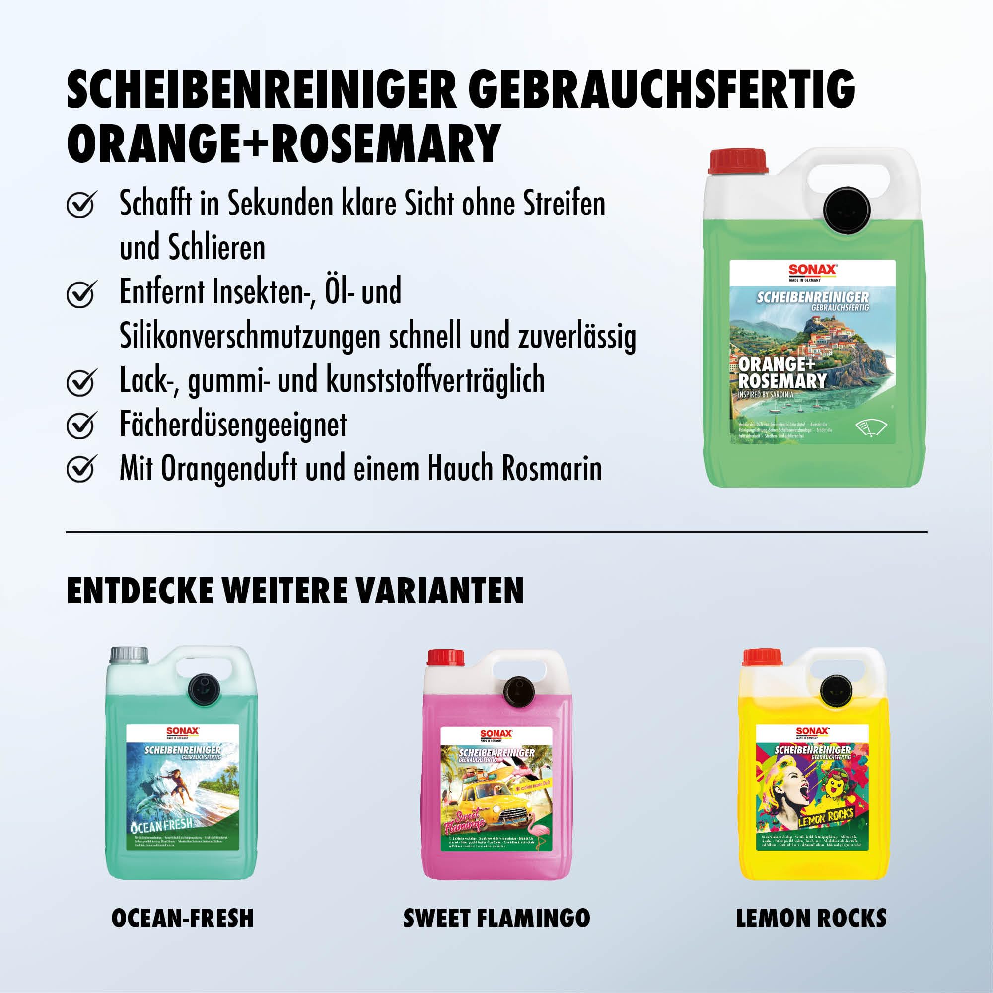 SONAX ScheibenReiniger gebrauchsfertig Orange+Rosemary (5 Liter) gebrauchsfertiger Sommer ScheibenReiniger mit frischem Orangenduft und einem Hauch Rosmarin | Art-No. 01615000 - 3