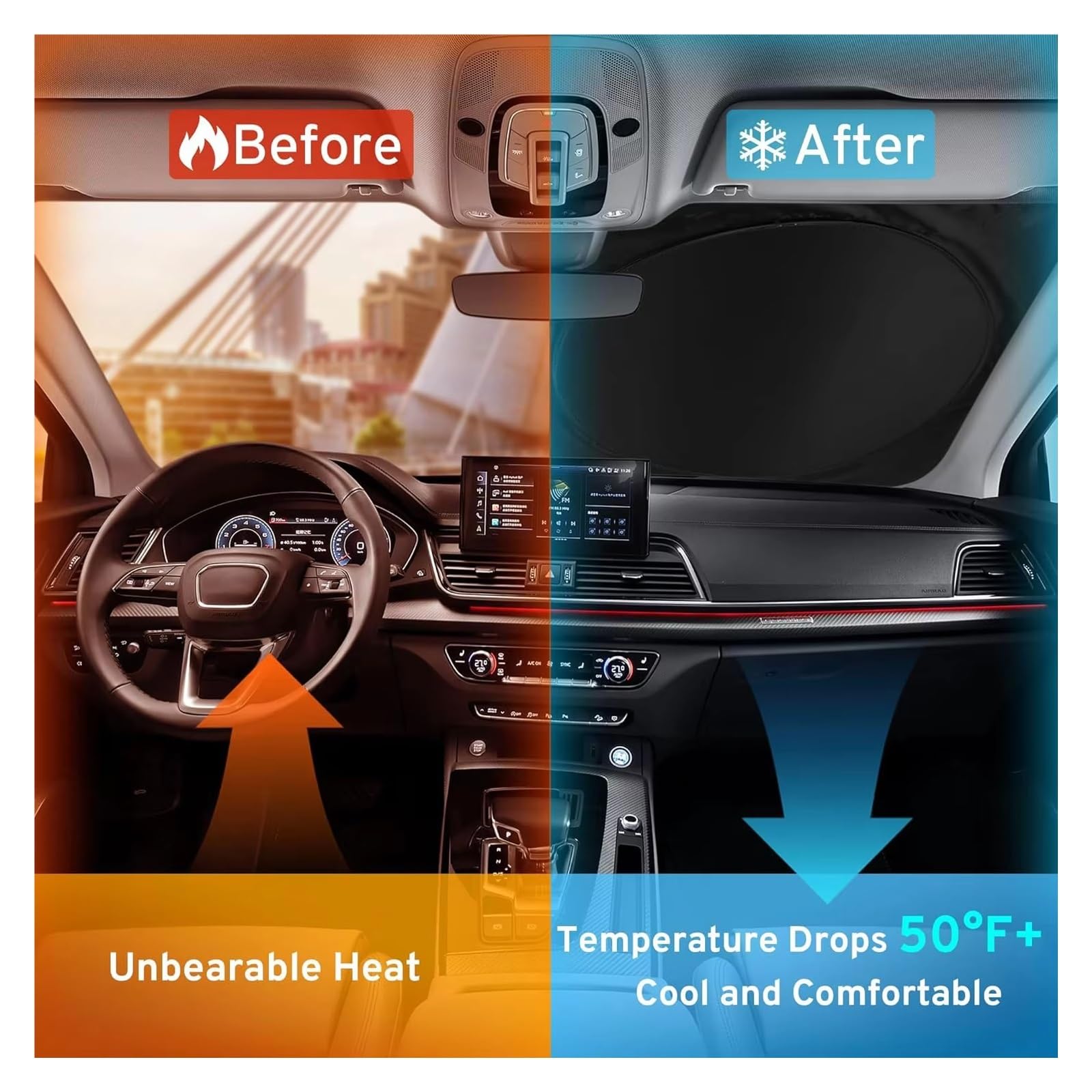 Pare-Soleil De Pare-Brise De Voiture Pare-Brise Pare-Soleil Avant Arrière Intérieur Protection Contre La Chaleur Solaire Parasol Pliant Accessoires Automobiles