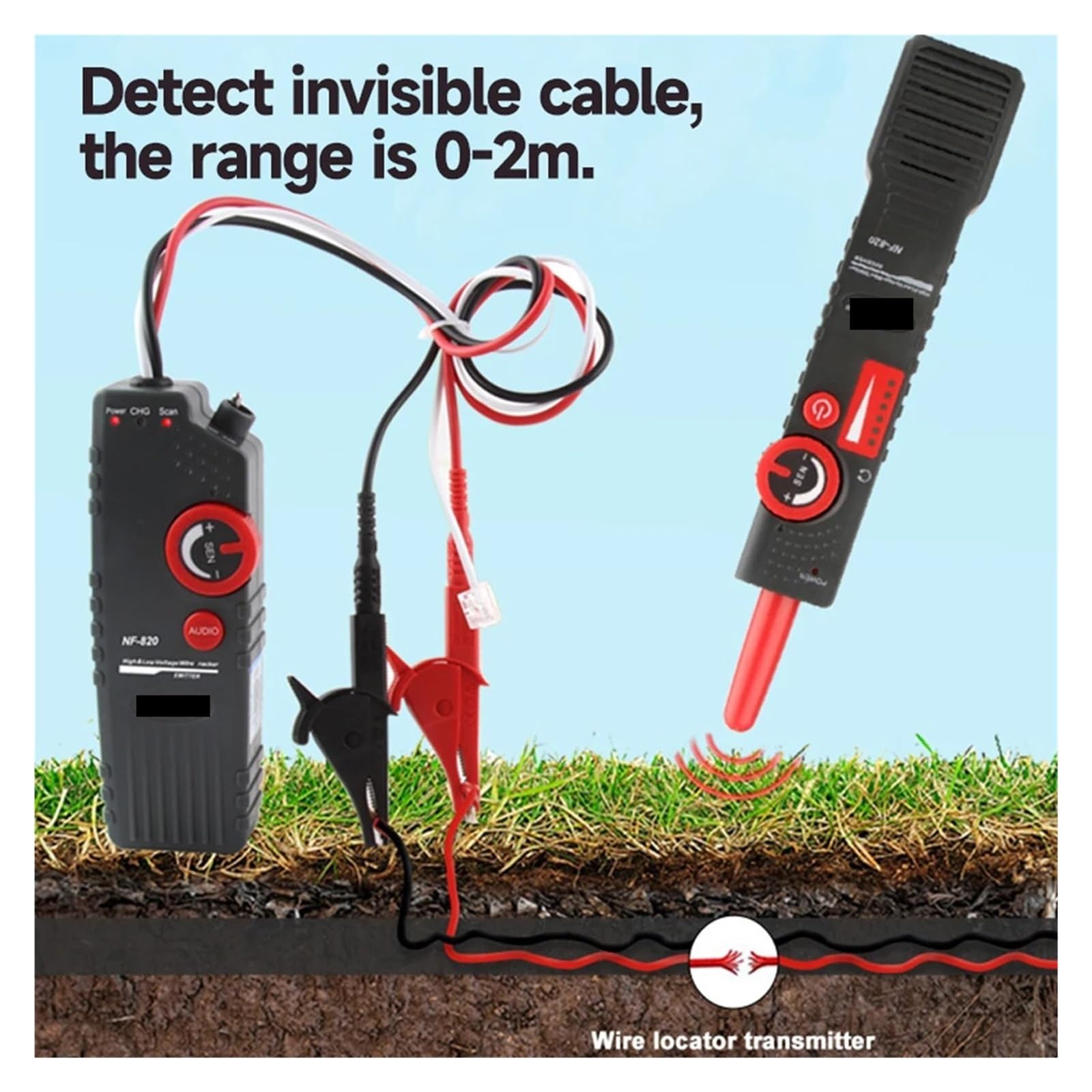 Rastreador de Cables, Rastreador de cables subterráneos alta y baja tensión Localizador antiinterferencias Buscador líneas red