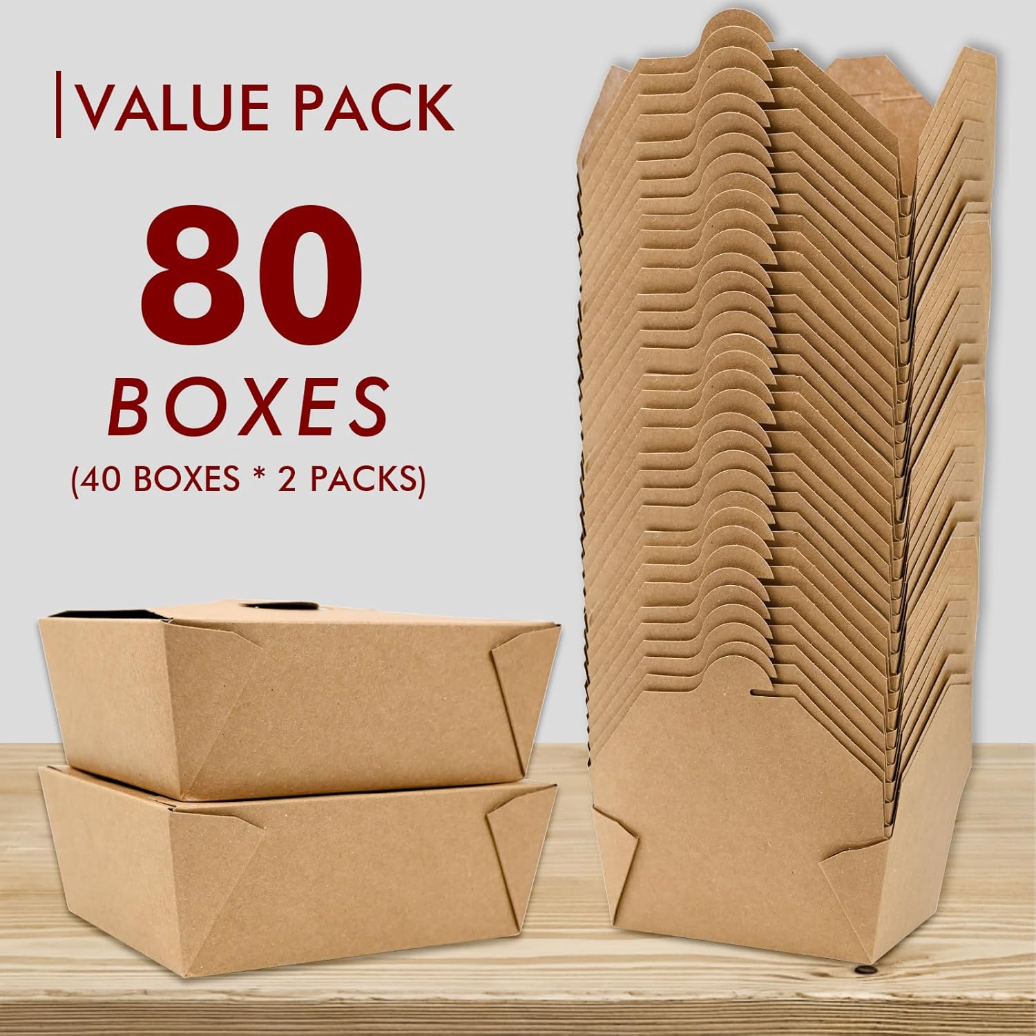 EcoDispose 45 oz Kraft Paper Pack of 80 Fold To Go Containers, Microwaveable Leak and Grease Proof Take Out Boxes for Lunch,Leftover and Restaurant - Image 3