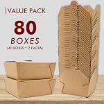 EcoDispose 80 Pack 45 oz Take Out Box Containers, Oil and Leak Proof Food Prep Kraft Paper To Go Container for Lunch, Leftover and Restaurant