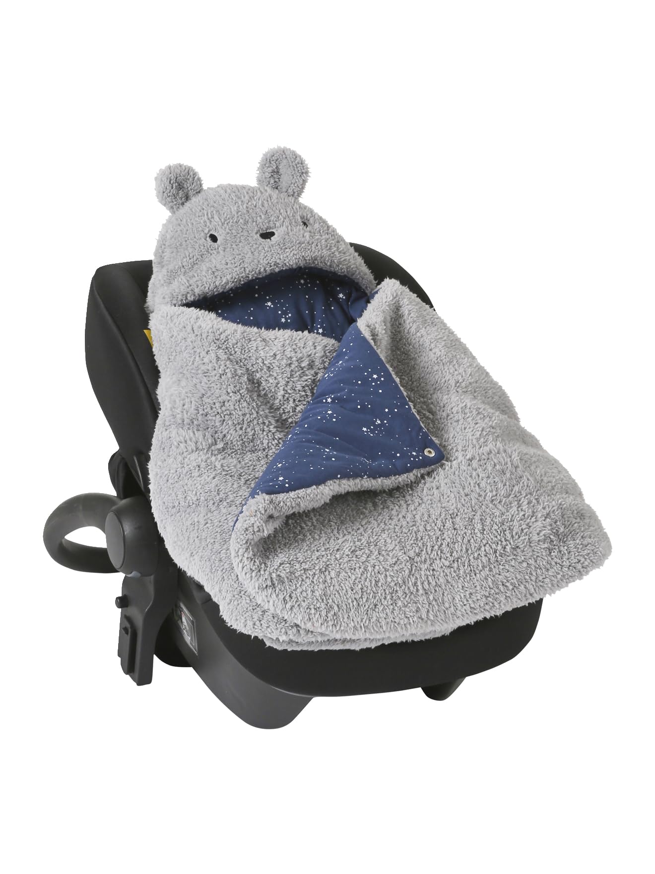 VERTBAUDET2-in-1 Baby Ausfahrsack/Wickelunterlage, Teddy Oeko-Texgrau