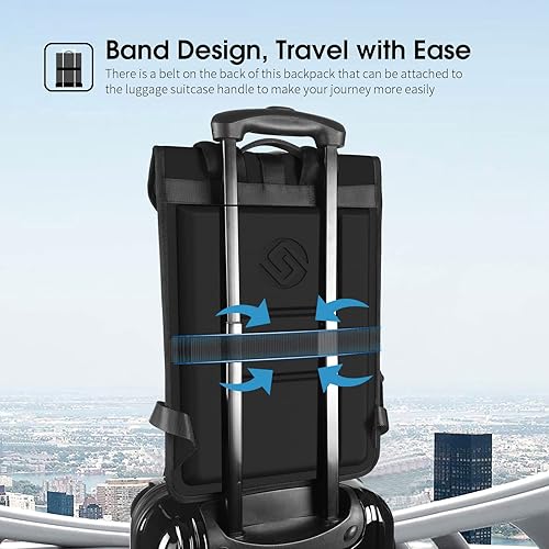 Vista 16 de Smatree Mochila rígida para laptop para hombre, compatible con portátiles de 16 a 18 pulgadas, Negro (Grande), Mochila