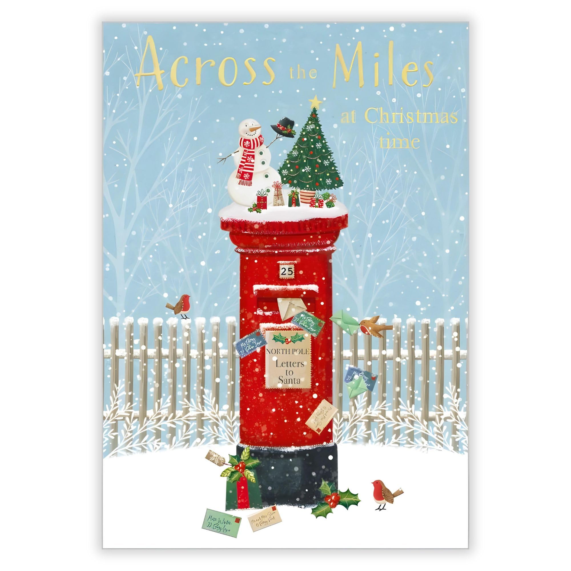 Abacus Cards Weihnachtskarte 'Across The Miles' - Mit Schleiereule, Goldfolie, 178x125 Mm, Umweltfreundlich & Recycelbar