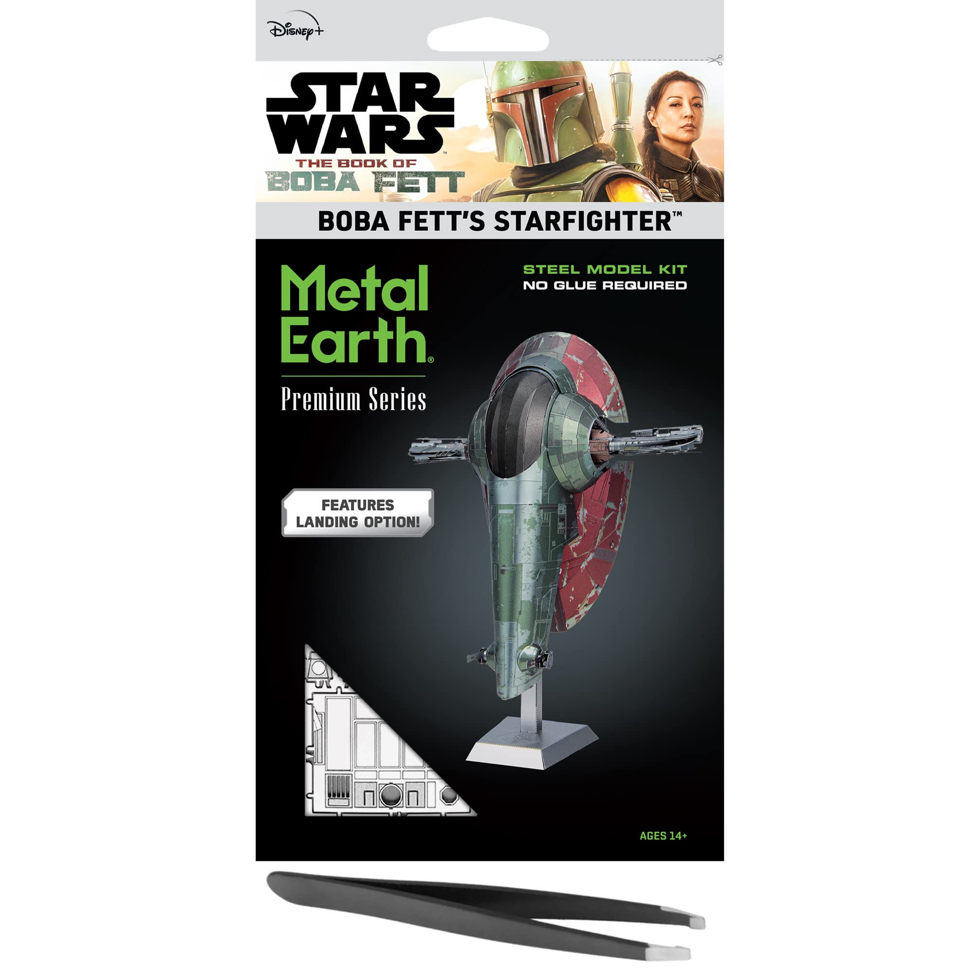 Fascinations Metal Earth Premium Series Star Wars Boba Fett Starfighter Kit de modelo de metal 3D con pinzas
