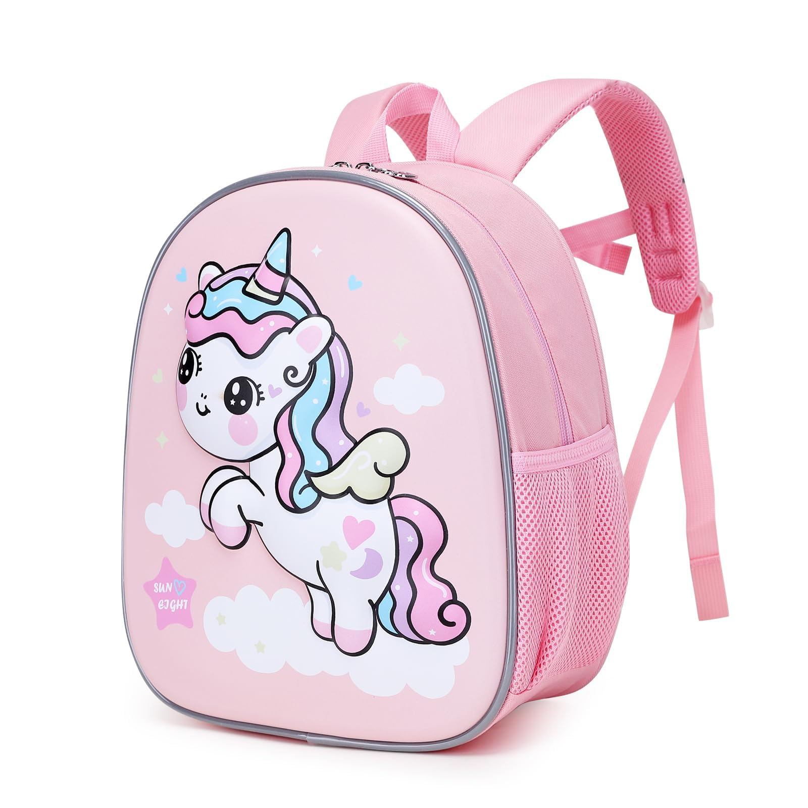 SUN EIGHT Toddler Backpack for Girls, Lunch Backpack Cute 3D Cartoon Animal Waterproof School Bag for Baby Girl Boy 2-5 Years（unicorn）