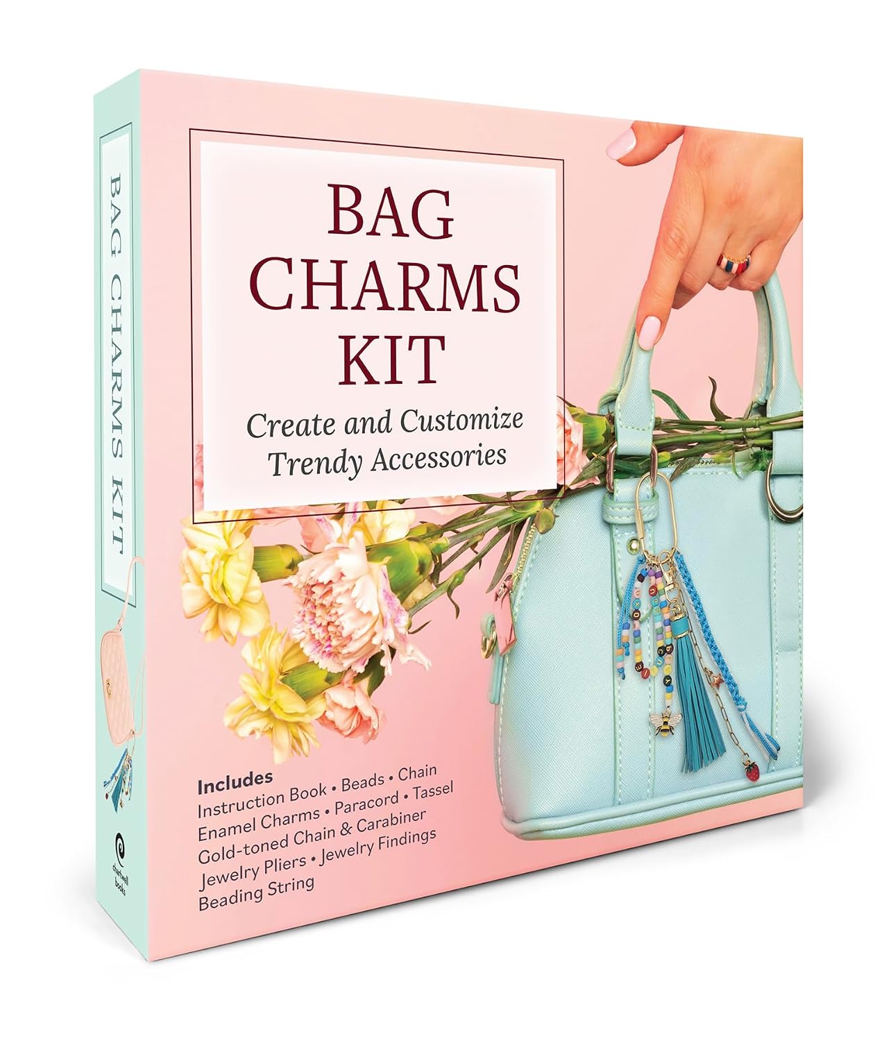 Bag Charms Kit: Create and Customize Trendy Accessories - Includes: Instruction Book, Beads, Chain, Enamel Charms, Paracord, Tassel, Gold-toned Chain ... Pliers, Jewelry Findings, Beading String