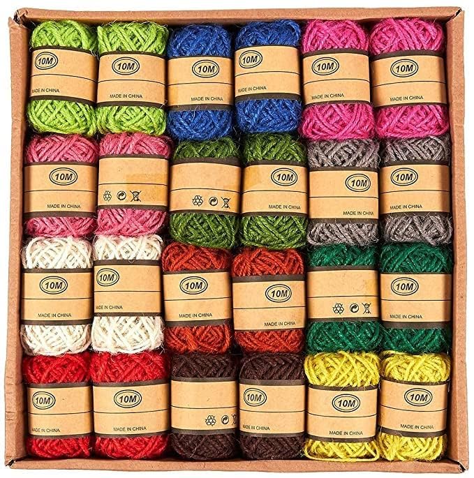 SEJASCOLLECTIONS | Set of 12 roll |10 Meters Each 2mm Thick Multicolor Jute Twine String Hemp for Decoration, Art and Craft, DIY, Scrapbooking, Gift Wrapping (12 Multicolor, Rolls)