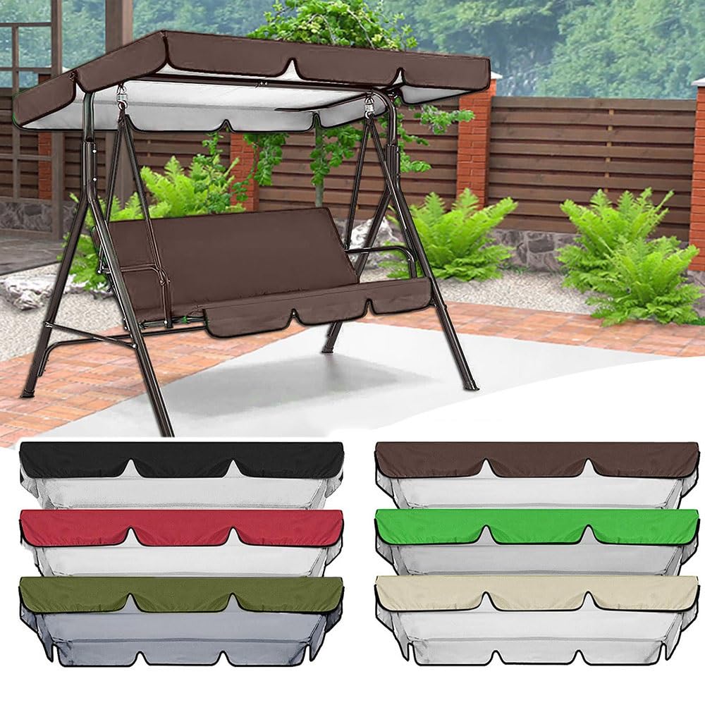 Tenda da Sole per Altalena Hollywood, Telo Oxford Baldacchino di Ricambio per Altalena da Patio Esterno, Tettuccio Dondolo Copertura di Ricambio(Coffee,195x125 CM (77x49 inch))