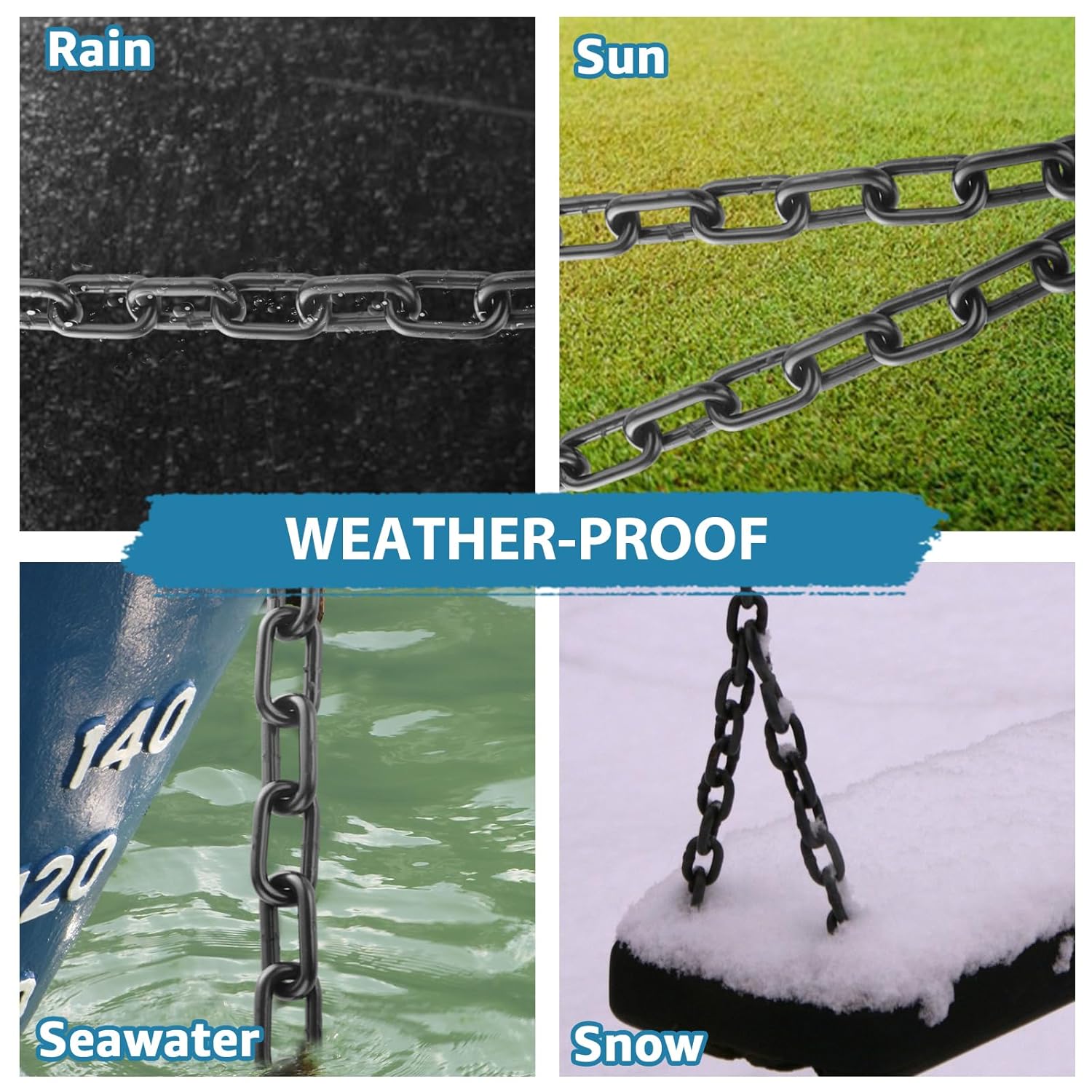 29.5 ft Long Black Chain Link 5/32" Heavy Duty Chain Bulk Metal Decorative Chain for Hanging Plants, Basket, Picture Carbon Steel Gate Chain for Outdoor Fence, Punching Bag, Clothes, Dog Leash - Image 6