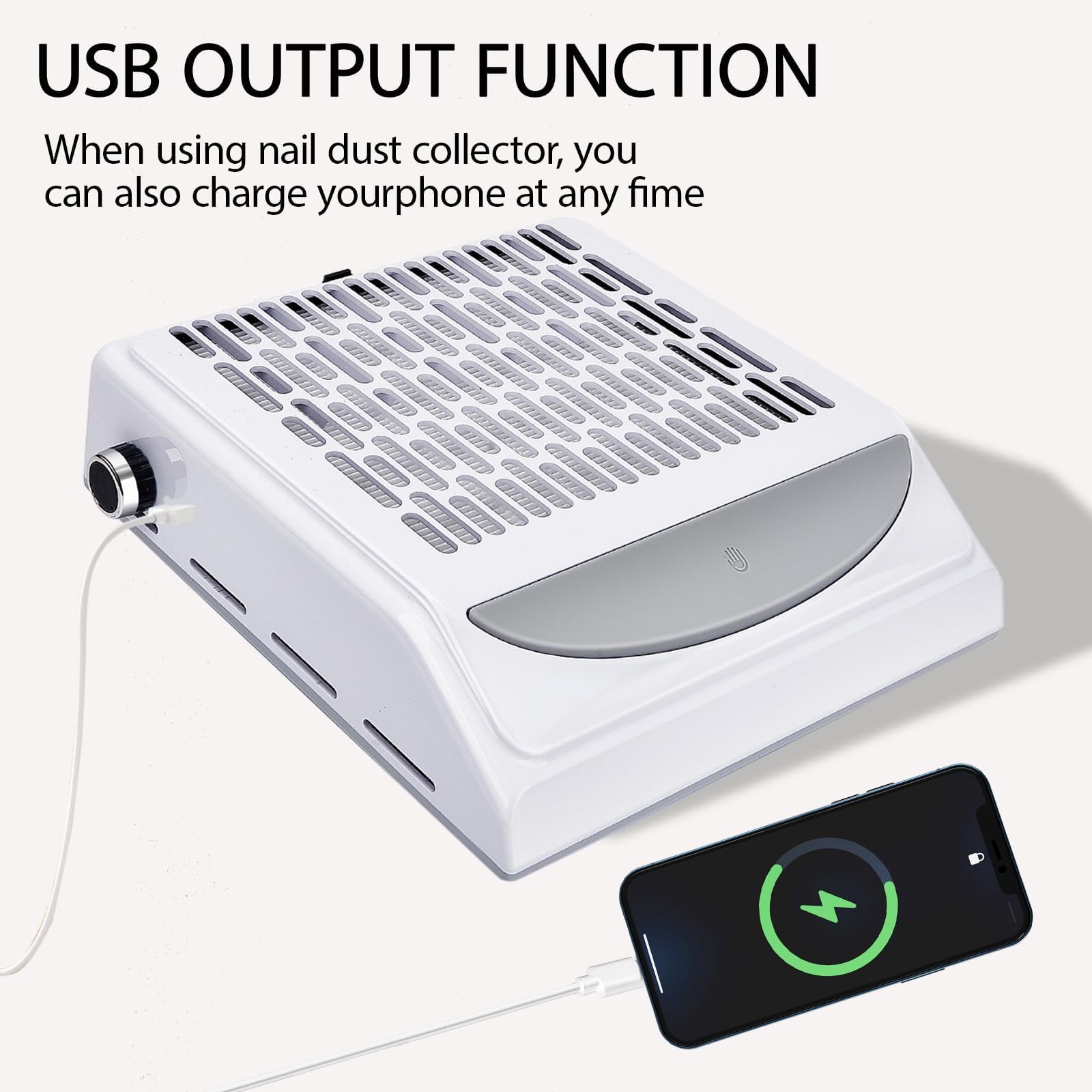 Aspirapolvere Professionale Nail Improvement 100w,Aspirapolvere Per Unghie Con Velocità E Intensità Di Aspirazione Regolabili,Filtro Riutilizzabile,Usb Per Ricarica Smartphone, Manicure Unghie (B)