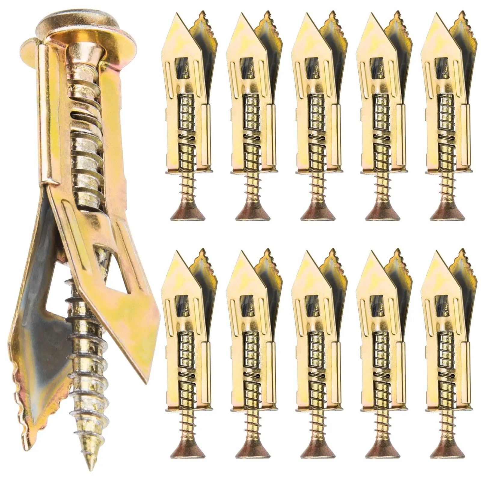 AYUWQZX Self Drilling Drywall Anchors with Screws Kit, Self-Drilling Expansion Drywall Anchor Screws Galvanized Steel 30/40/50 Sets(40 sets)