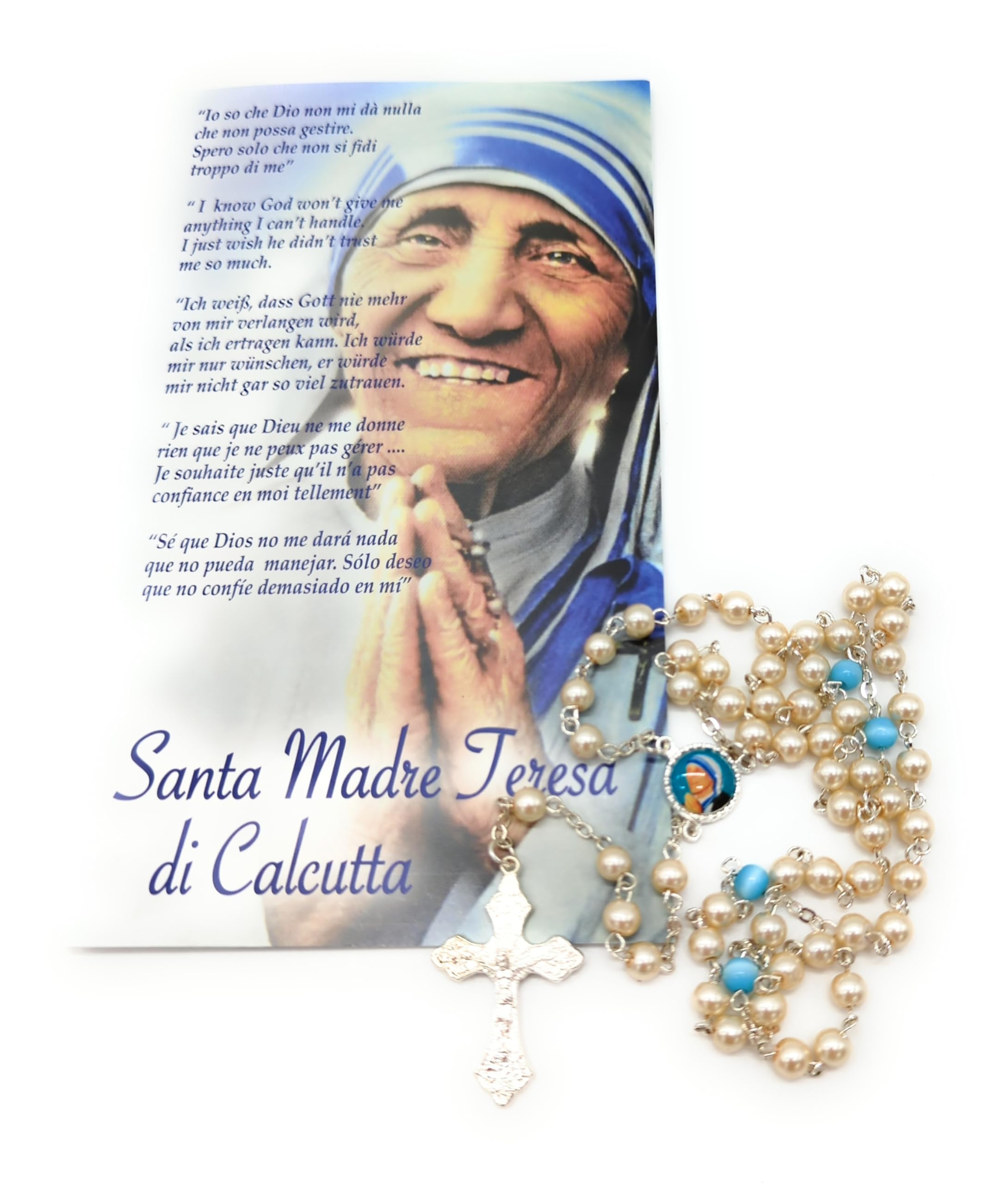 OVUNQUE PROTEGGIMI Rosario devozionale di Madre Teresa di Calcutta con Libretto multilingua.