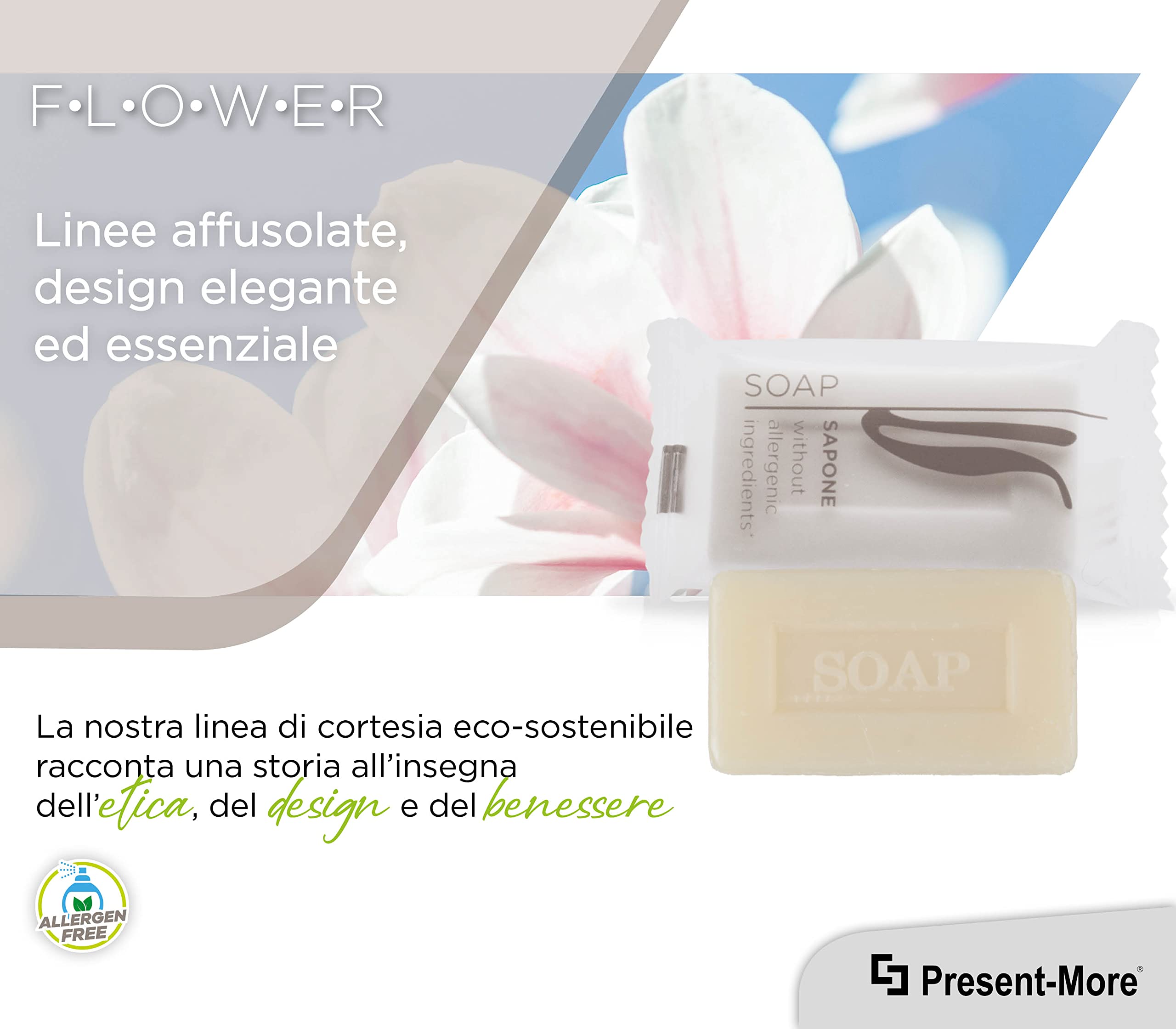 Saponette Hotel 15gr Flower 250 Pezzi Saponetta Mani Senza Allergeni Fragranza Tè Verde