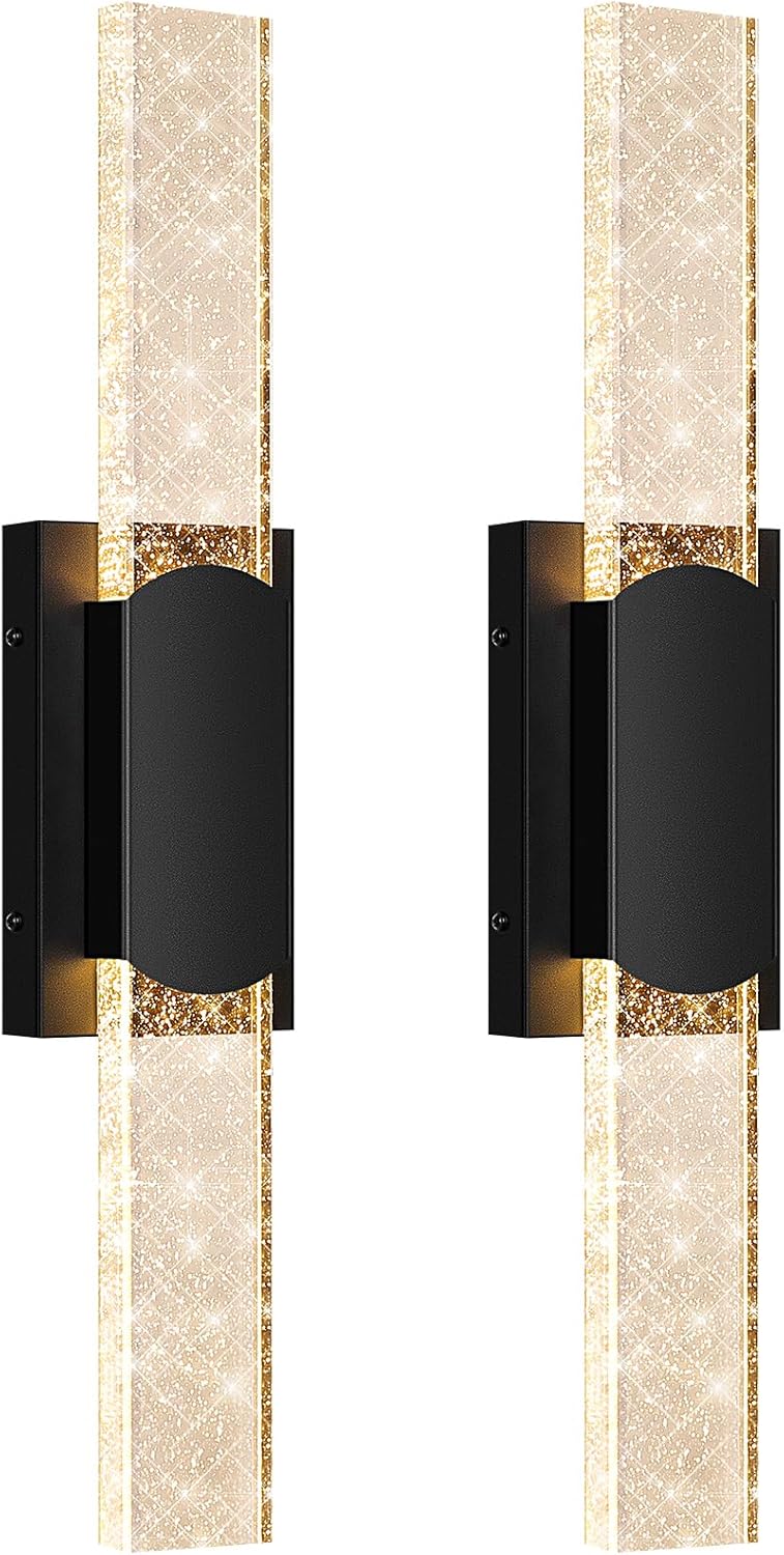 23.5in Large Size Outdoor Wall Light Fixtures with Crystal Bubble Glass, Waterproof Exterior Sconces LED Wall Lanterns, Porch Lights Wall Mounted 10W 3000K Outside Lights for House Front Door Garage