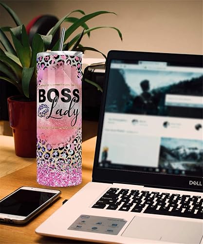 Miniatura 6 de Vaso delgado de 20 onzas con tapa y popote, regalos para mujer, regalos de cumpleaños para mamá, taza de viaje para amigos, acero inoxidable, doble