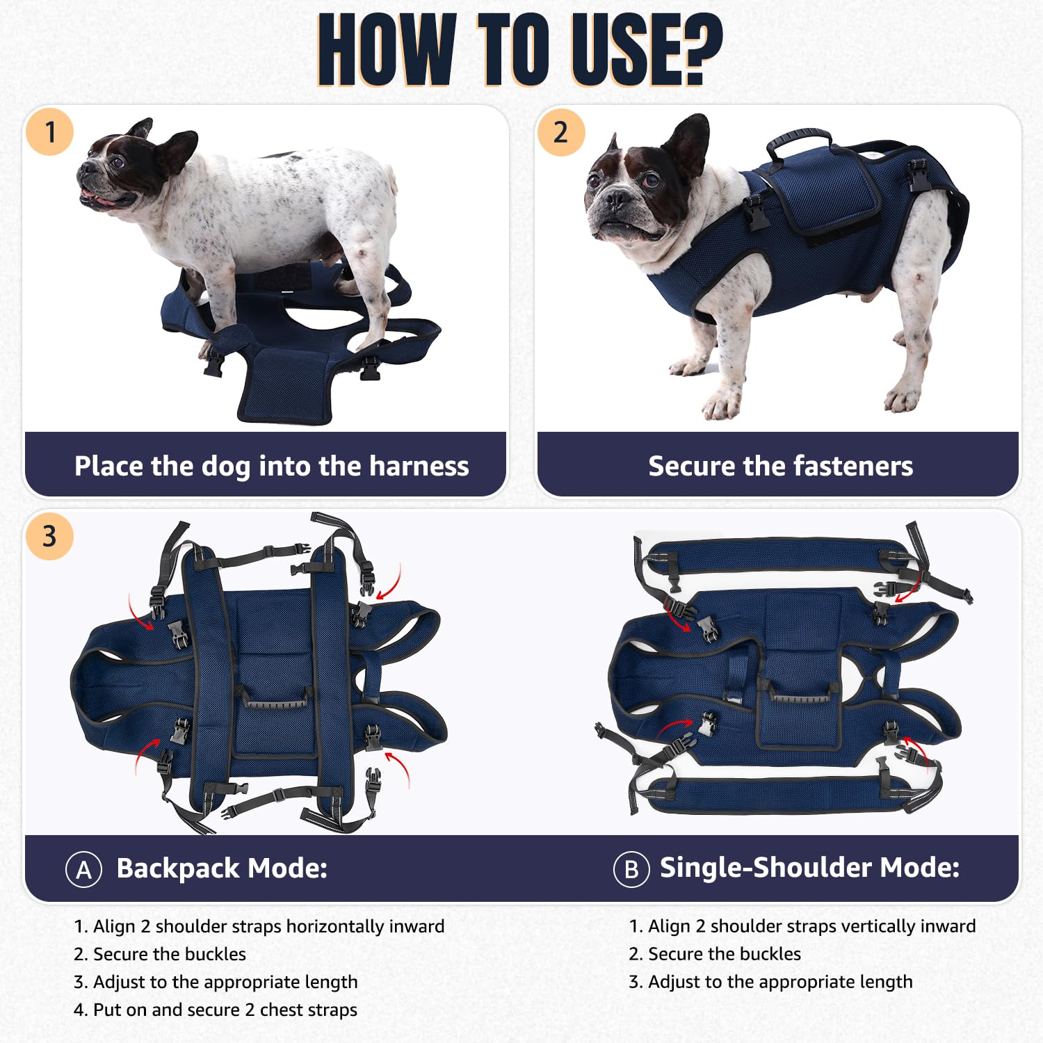 SlowTon Harnais de Levage pour Chien de Grande Taille - Porte-Chien à Corps Complet avec Sangles réglables et poignée de contrôle, Sac à Dos de Soutien Respirant pour Chiens âgés, blessés