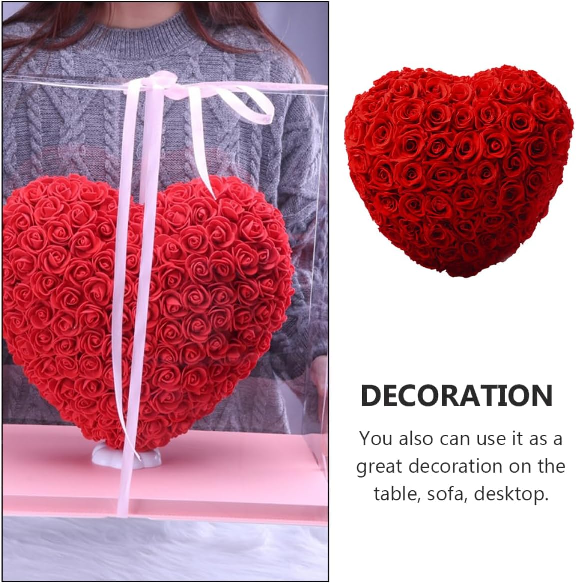 Valentine's Day Heart Shaped Box with Preserved Roses Romantic for Her for Weddings Anniversaries and Special Occasions Chic Decoration for Home Office