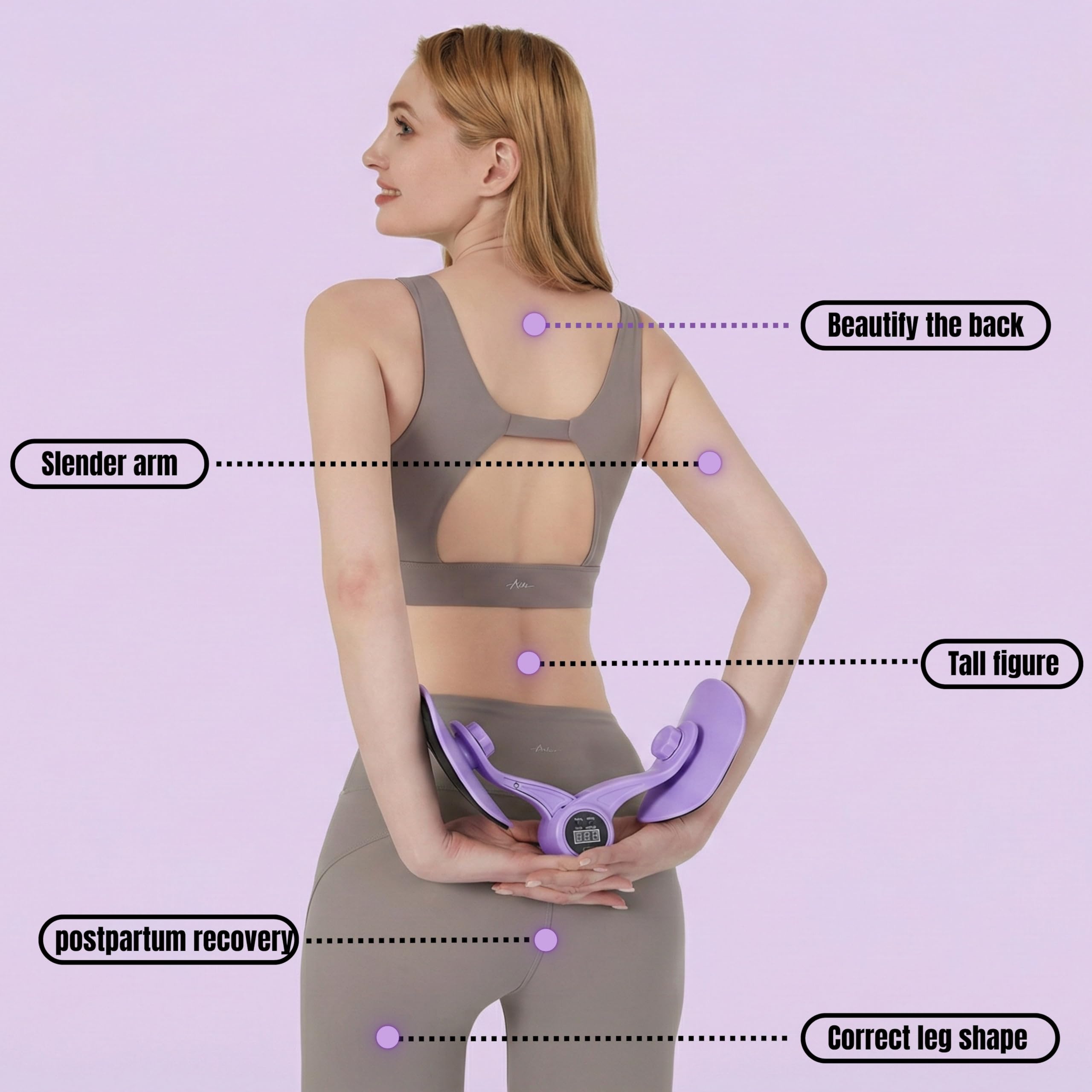 PRANIJ Hip Pelvic Trainer for Men, Women | Thigh Master & Inner Thigh Exerciser | Postpartum Pelvic Floor Strengthening, Leg Workout Equipment | Portable Fitness Tool for Home Gym Office (Digital) 1