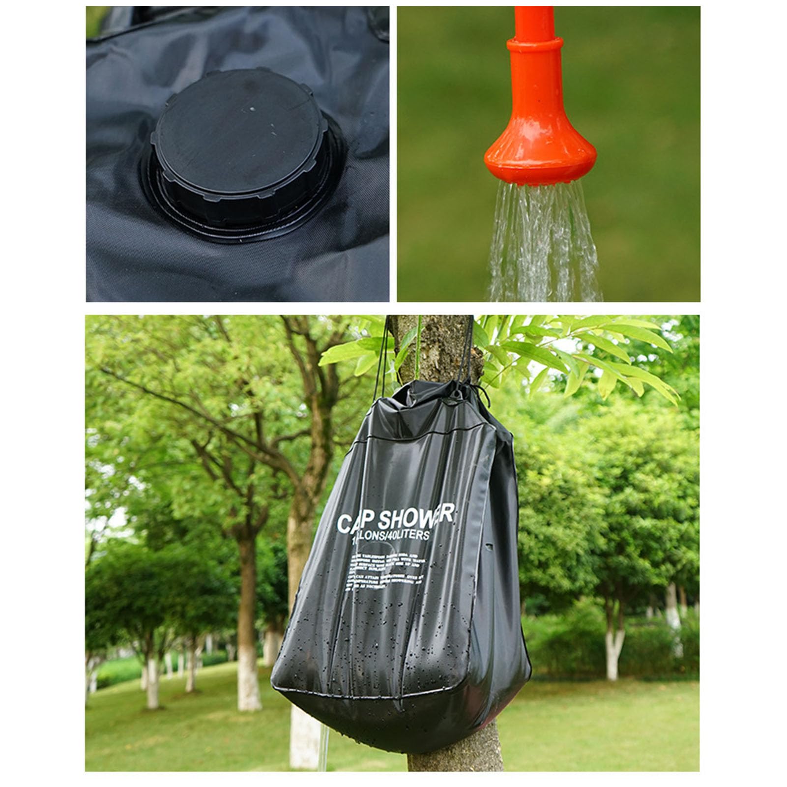 Solar Shower Bag 40L Portable Camping Shower Bag with Removable Hose for Outdoor Activities