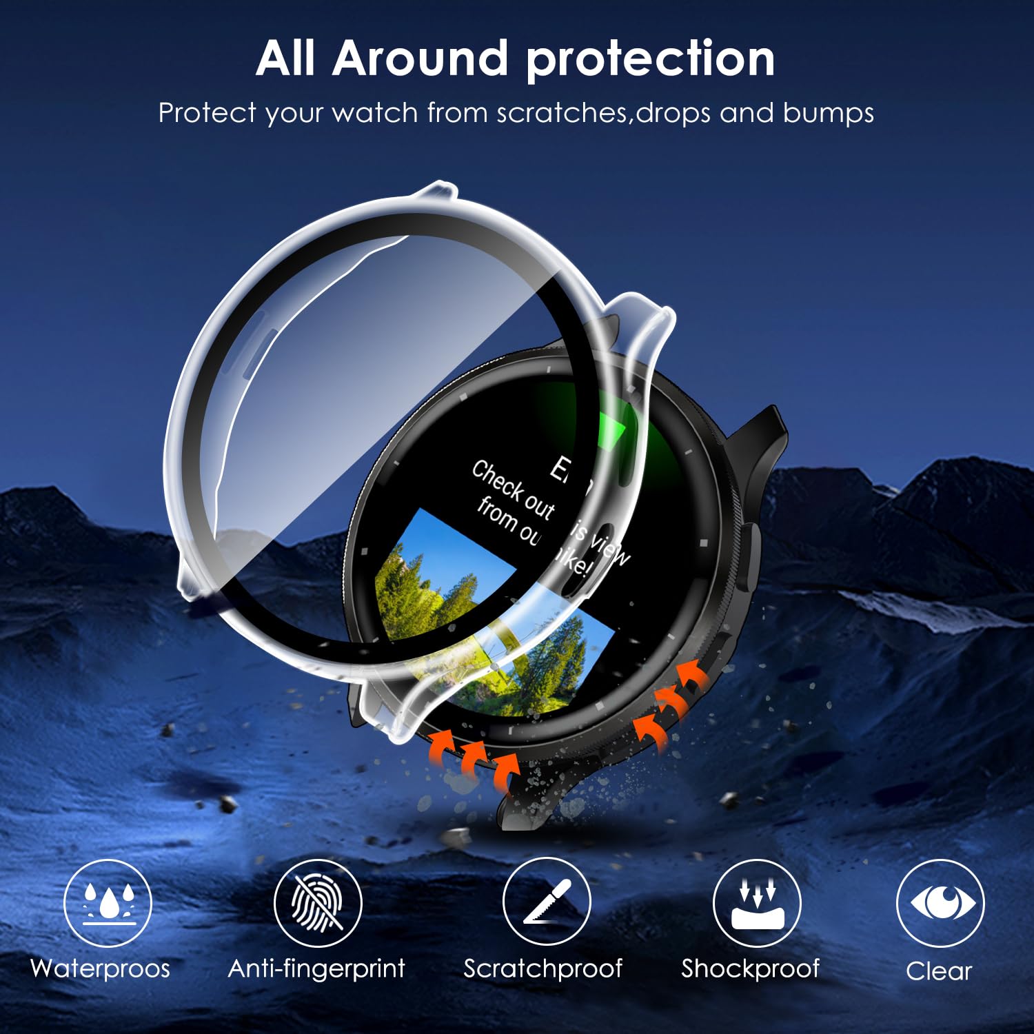 GIOPUEY Hoesje compatibel met Venu 3 45 mm, premium zachte TPU siliconen beschermhoes, uniek ontwerp, schokbestendig, valbestendig - ZWART
